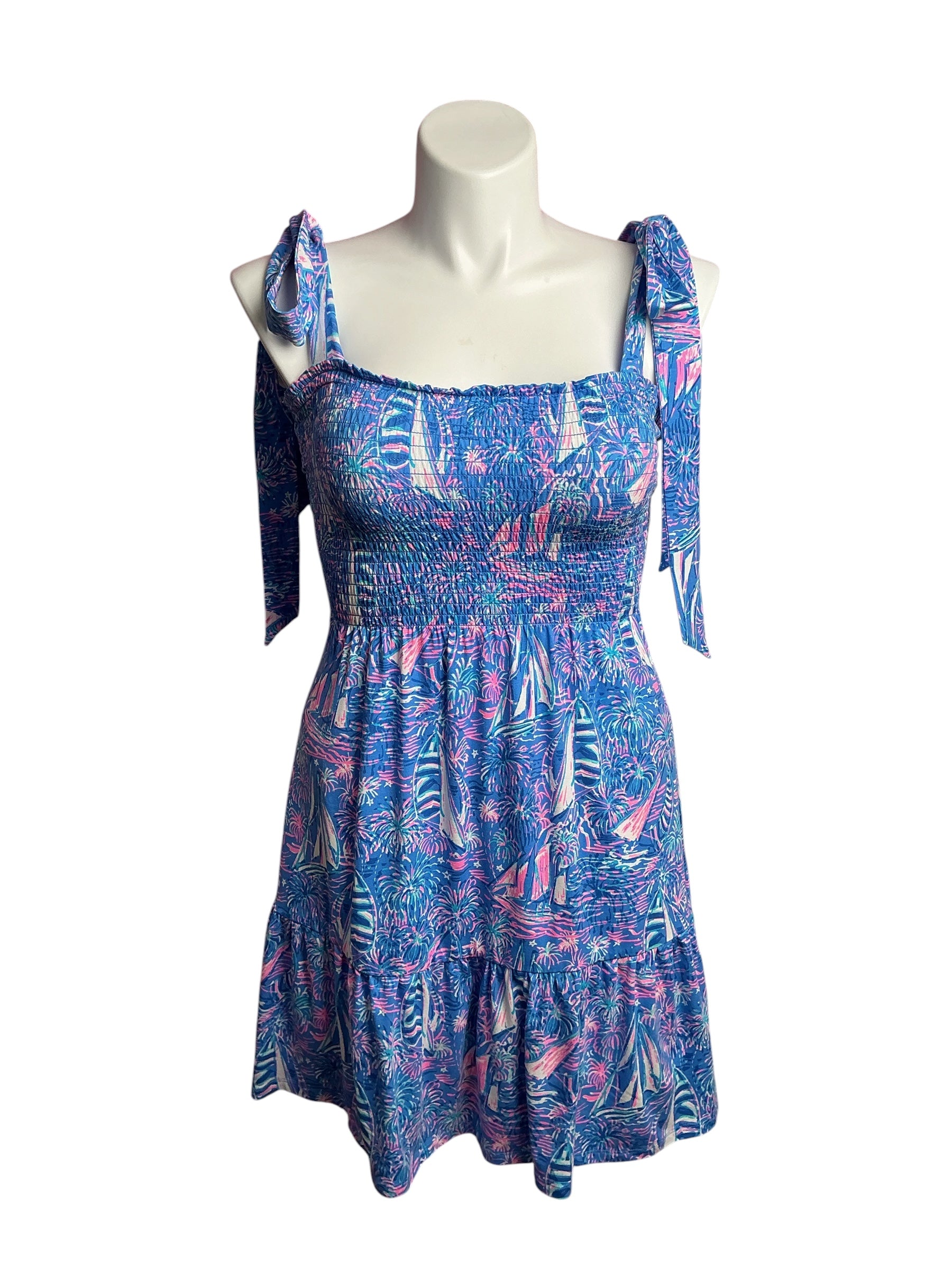 Lilly Pulitzer- NWT Kailua Smocked Dress Boca Blue It’s A Sailabration Size L