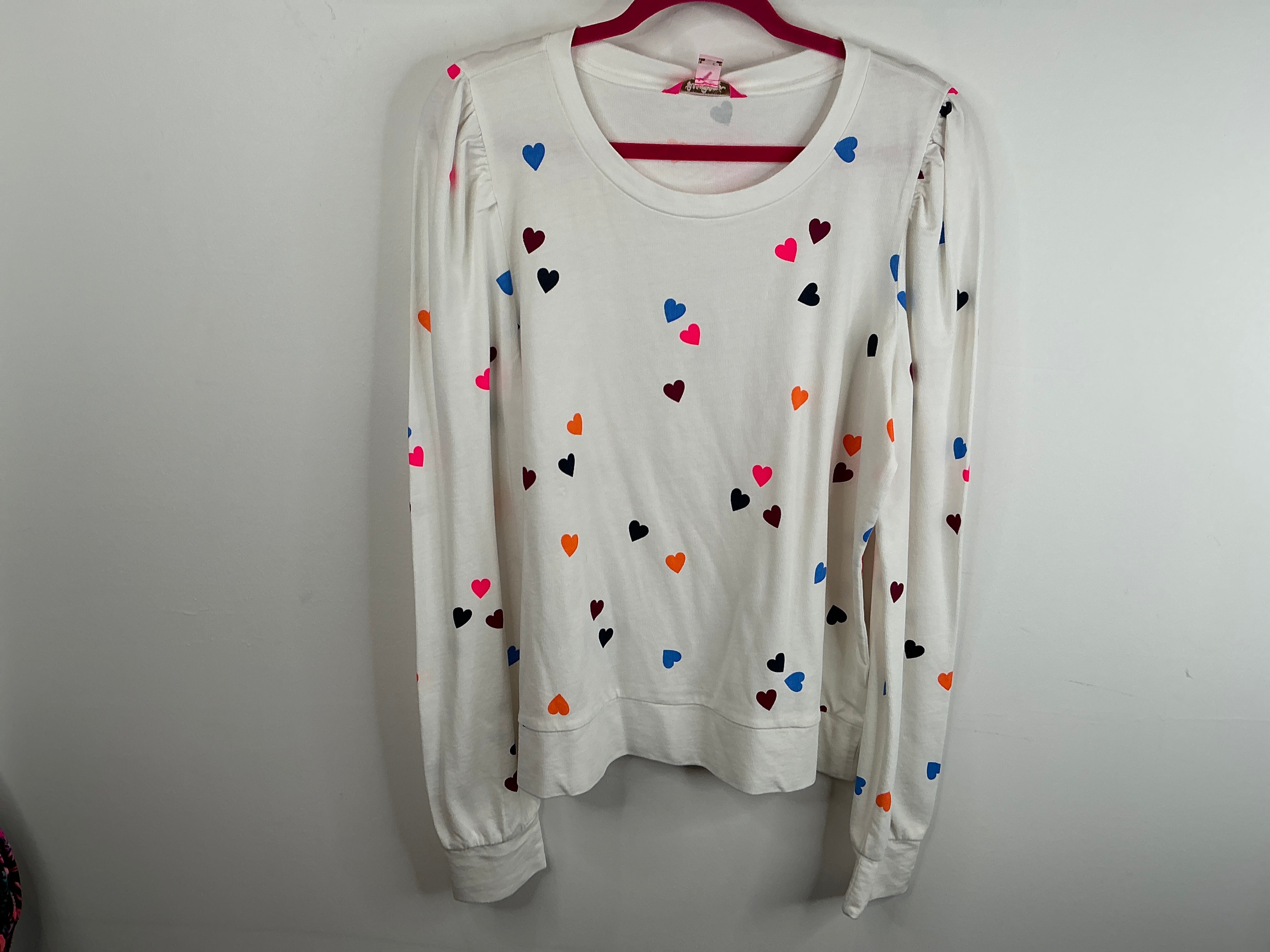 Lilly Pulitzer NWT Jansen Long Sleeve Sweatshirt Resort White Little Bit Of Love - Size XL