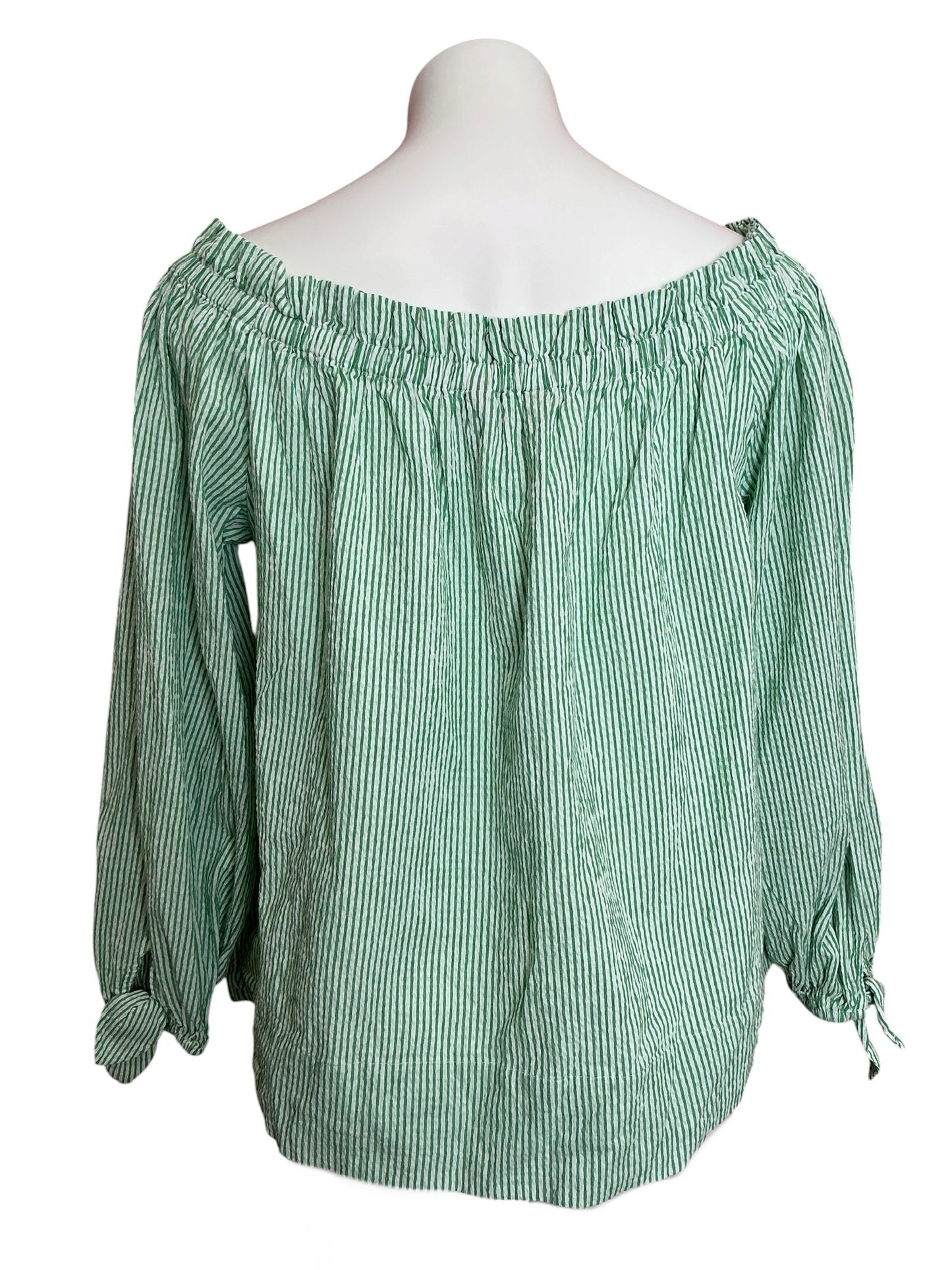 Lilly Pulitzer Jamielynn Off-The-Shoulder Top Green/White Stripe - Size XL
