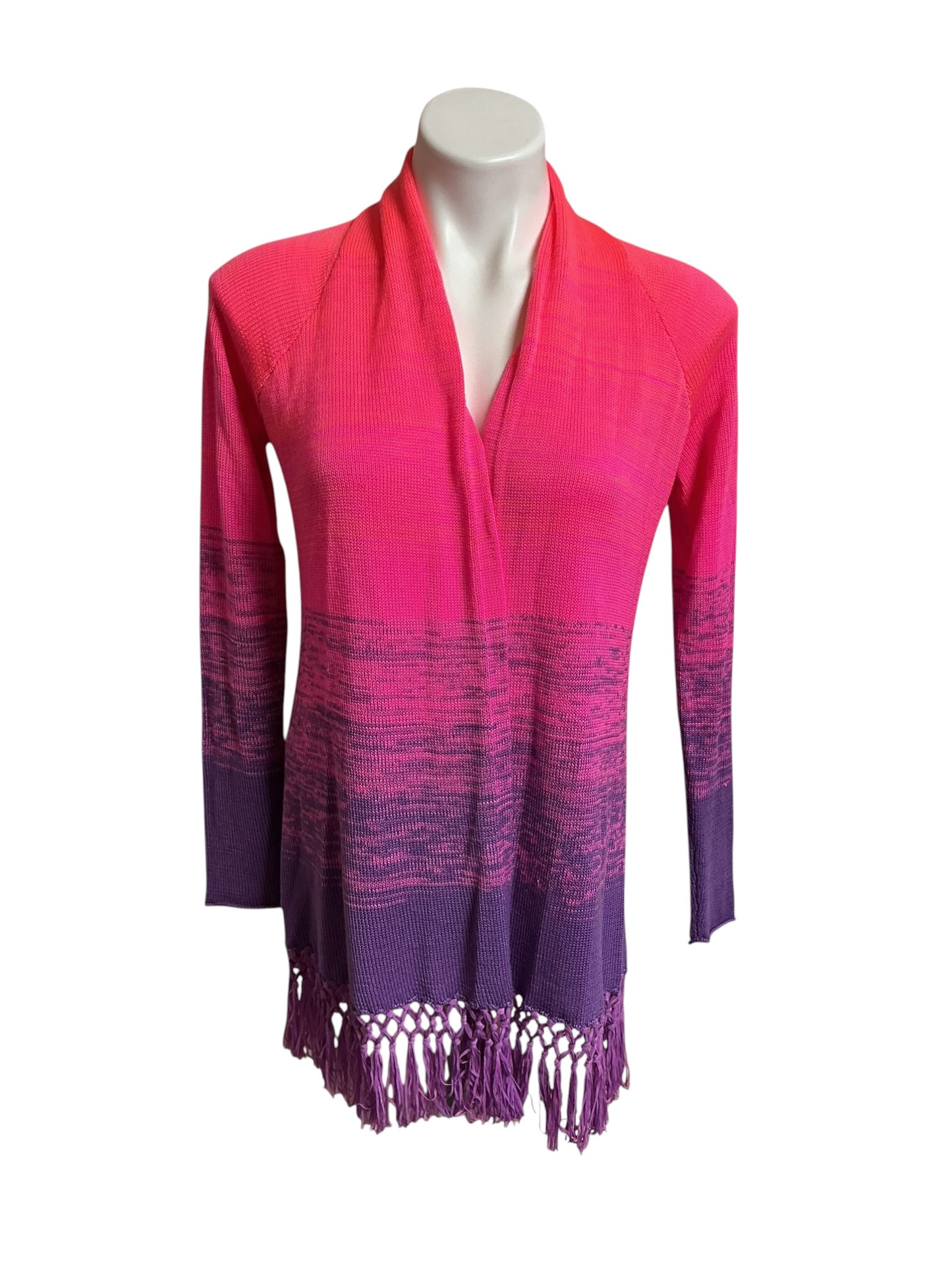 Lilly Pulitzer Tatum Fringe Cardigan - Orchid Oasis Marled Ombré - Size XS