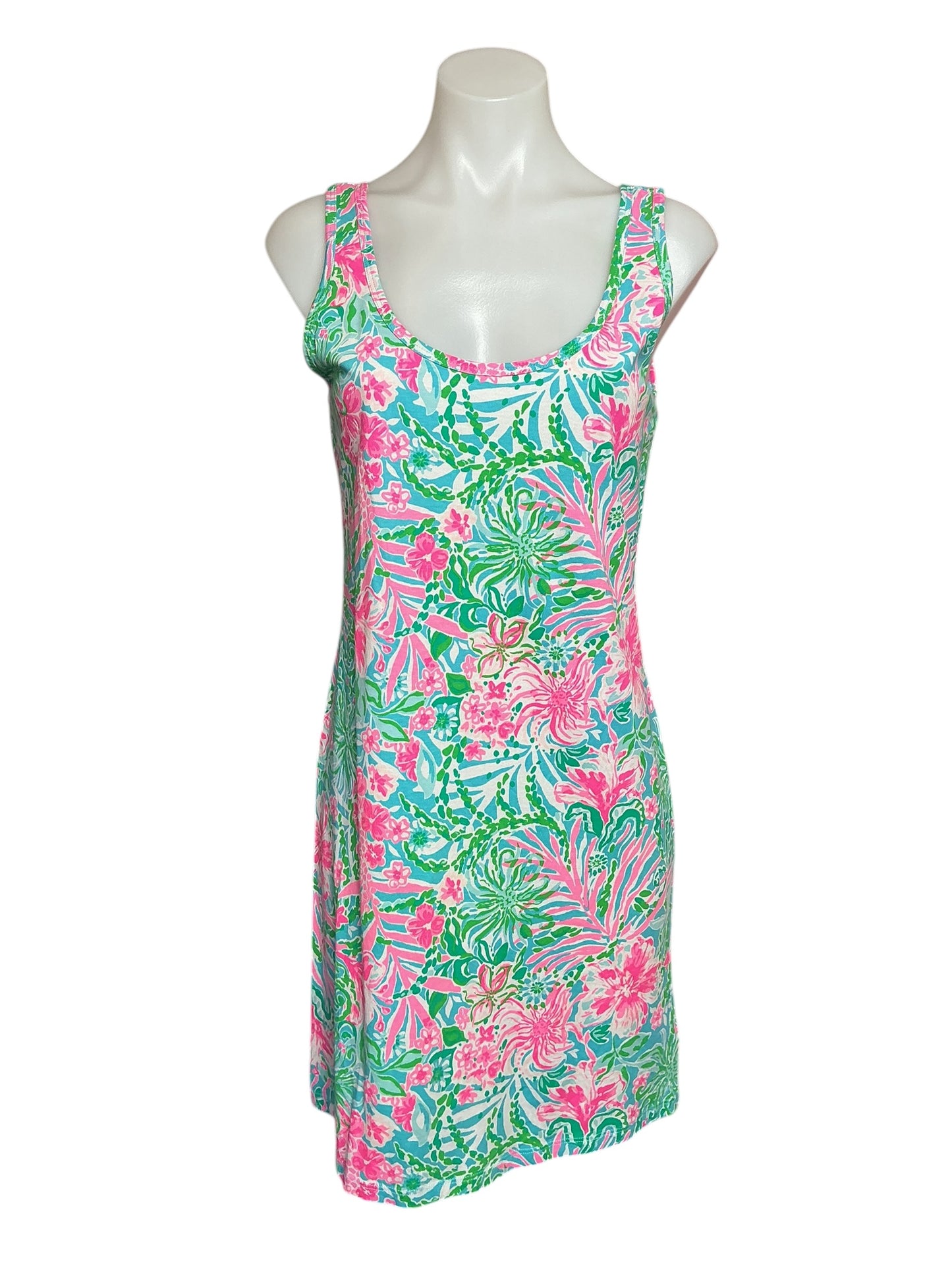 Lilly Pulitzer Newberri Tank Dress - Amalfi Blue Leaf It Wild - Size S