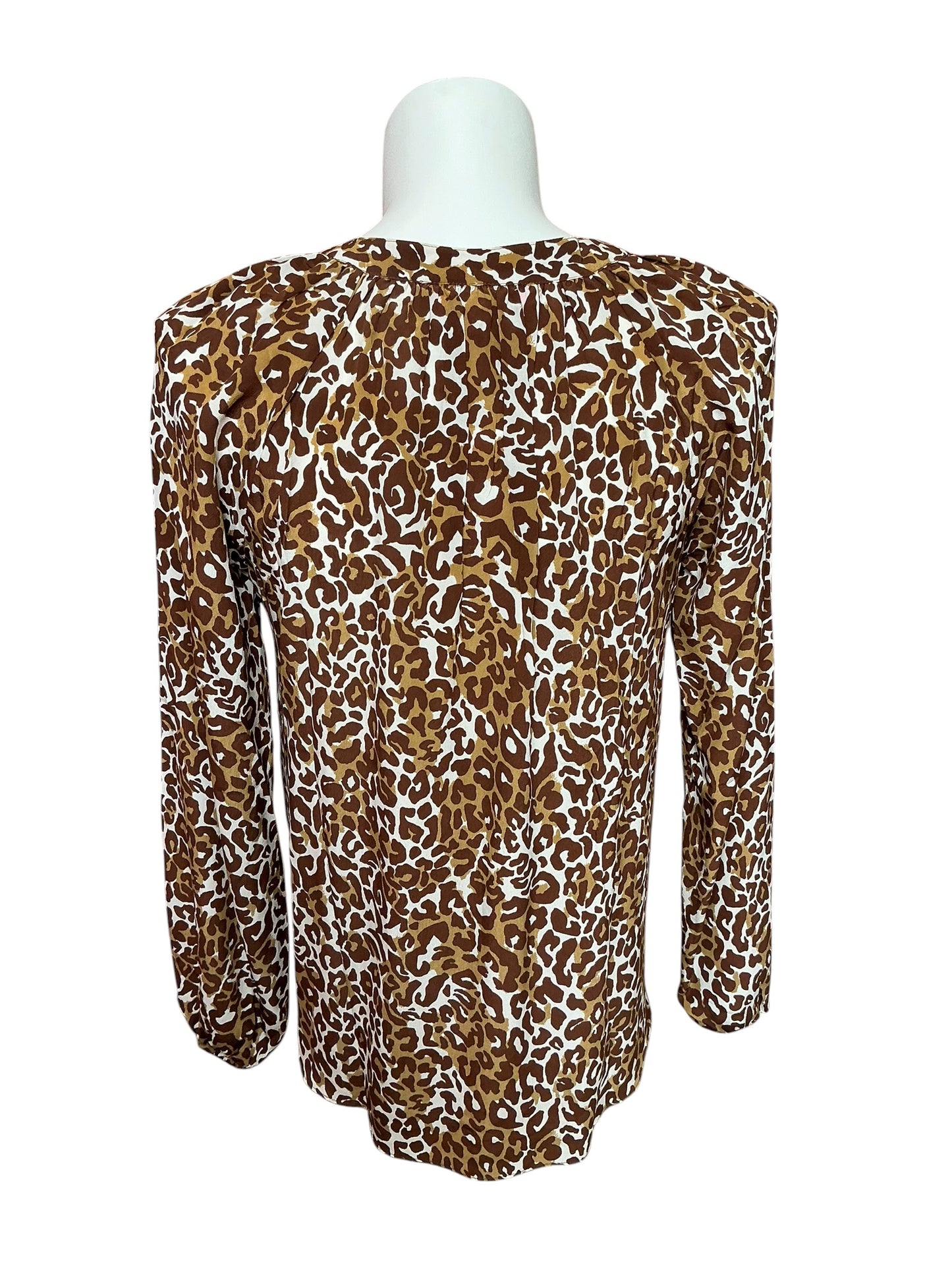 Lilly Pulitzer Saige Silk Blouse Chocolate My Favorite Spot - Size L
