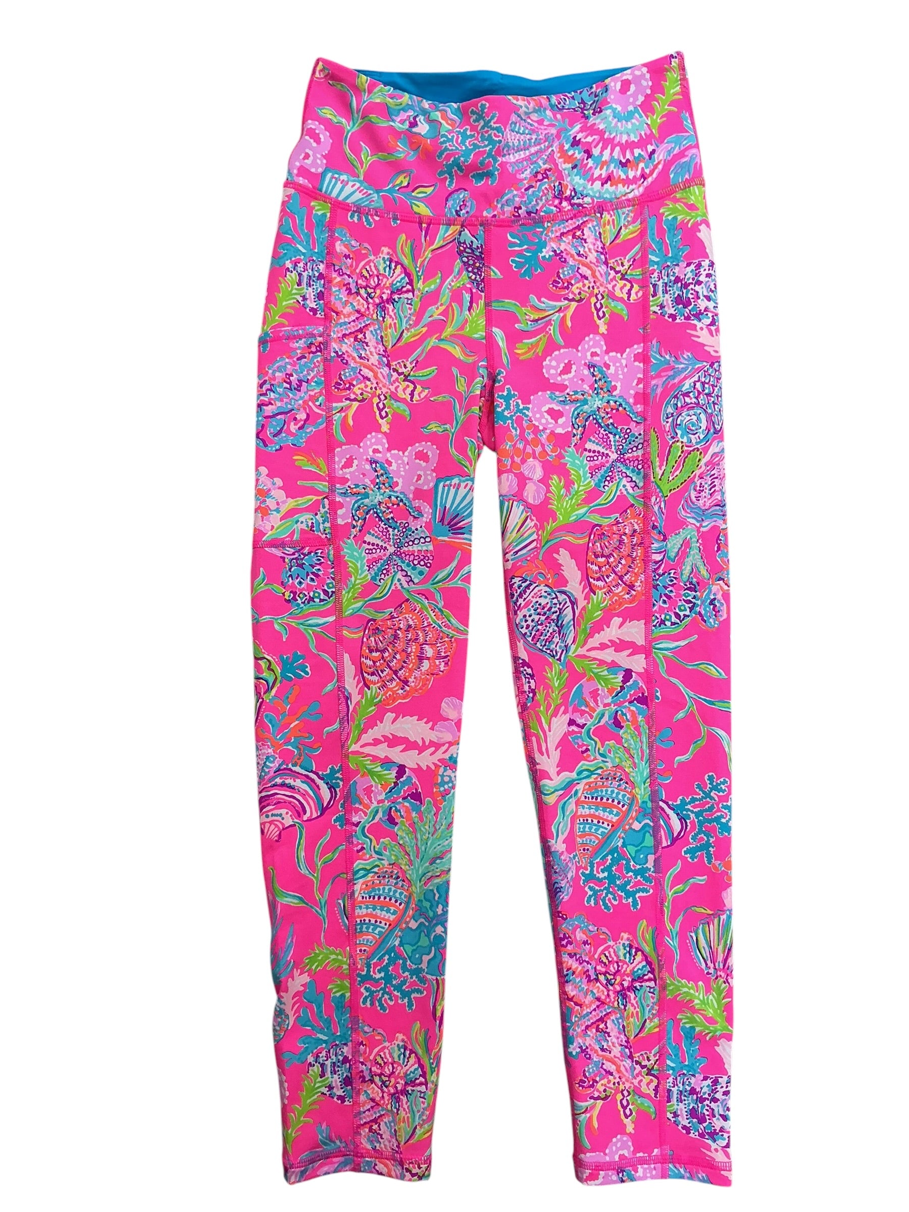 Lilly Pulitzer NWT Weekender High Rise Midi Leggings Pink Isle Shell Me Something Good - Size S
