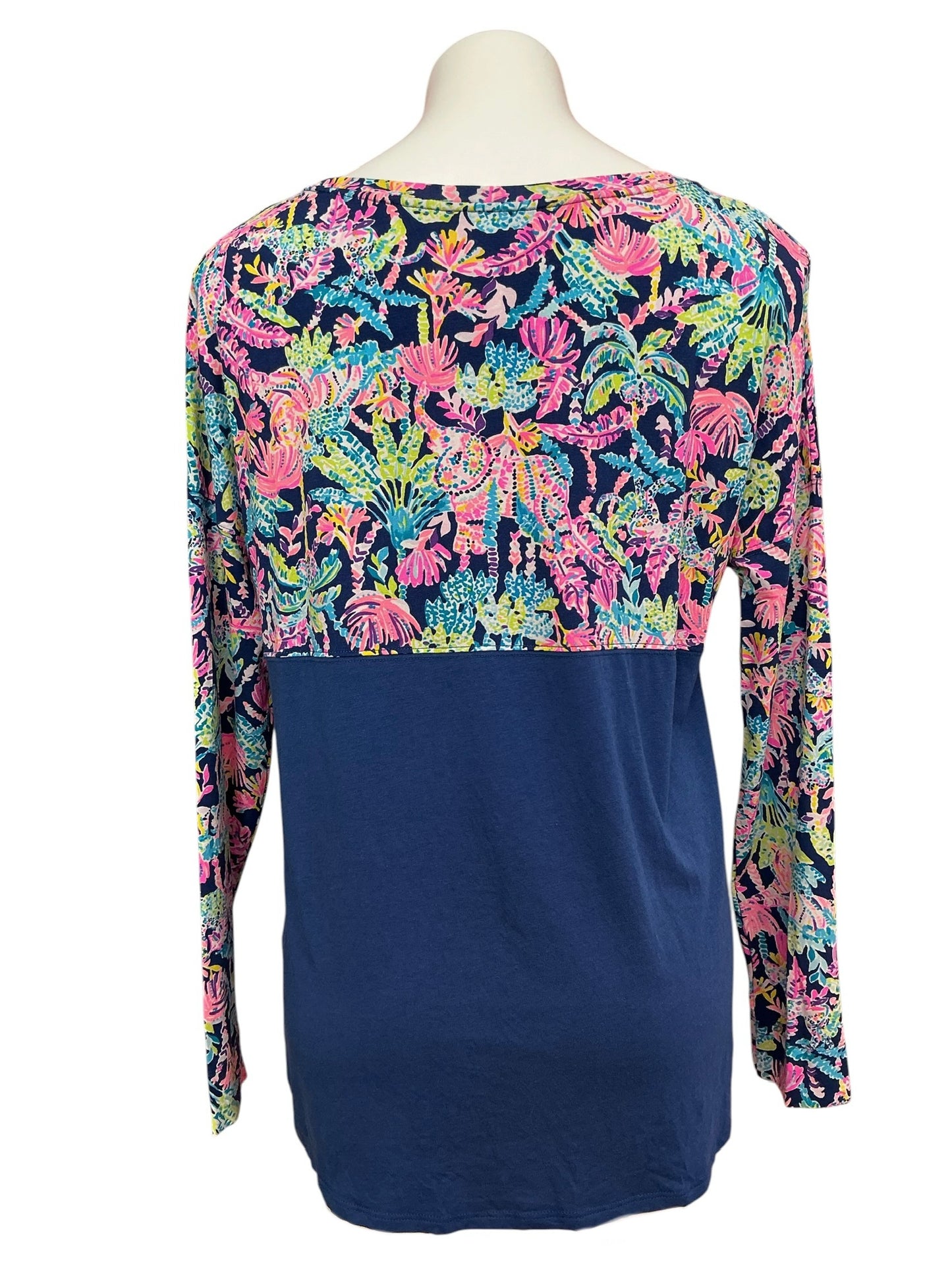 Lilly Pulitzer Finn Top Oyster Bay Navy Seen And Heard - Size M