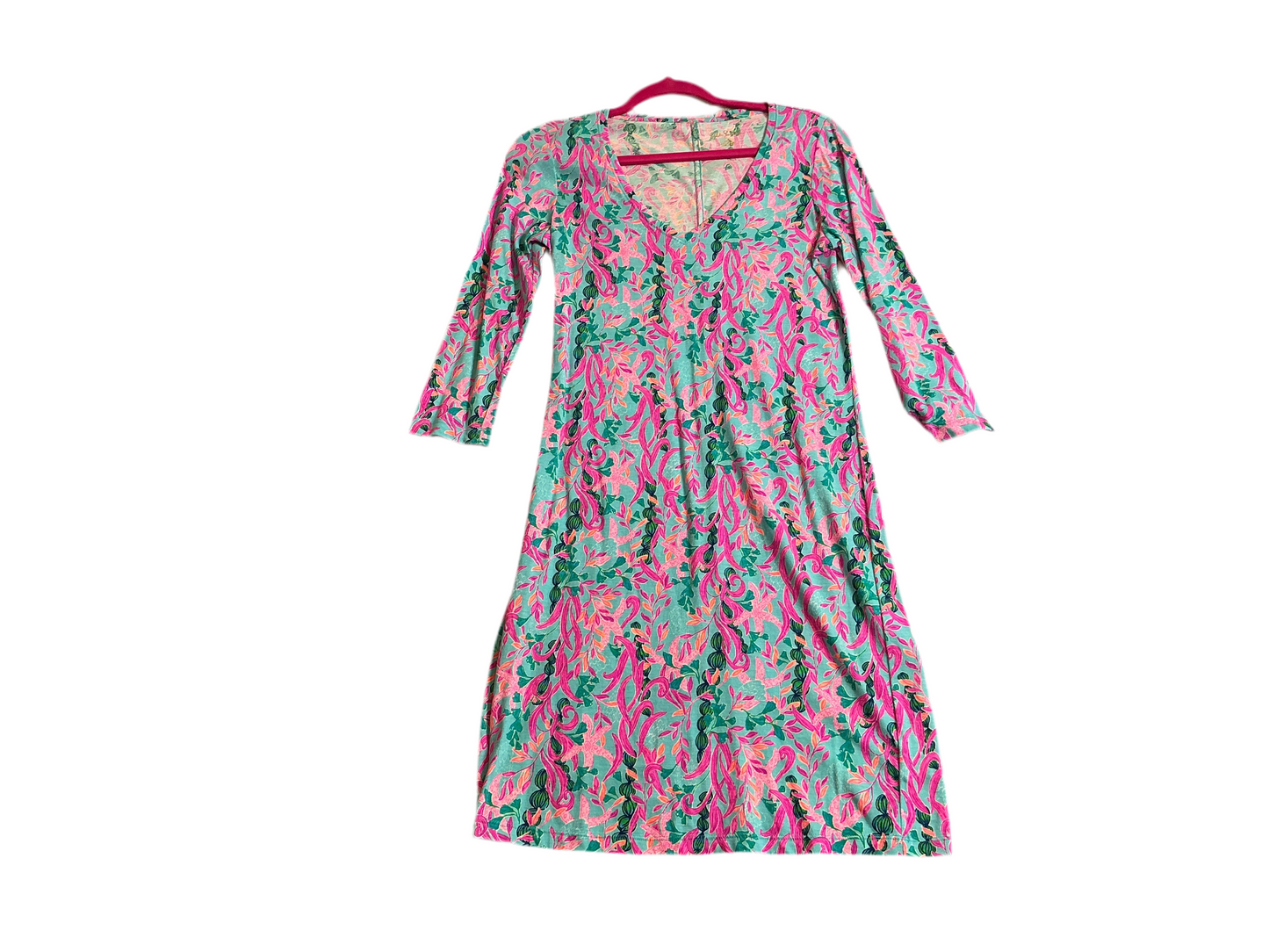 Lilly Pulitzer Tessa 3/4 Sleeve V-Neck Dress in the "Seaweed Samba" print - Size XS