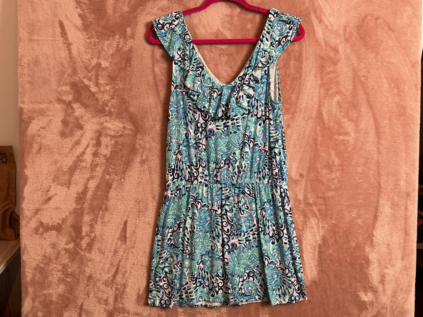 Lilly Pulitzer NWT - Alessa Romper - Light Aqua Spritz - Size S