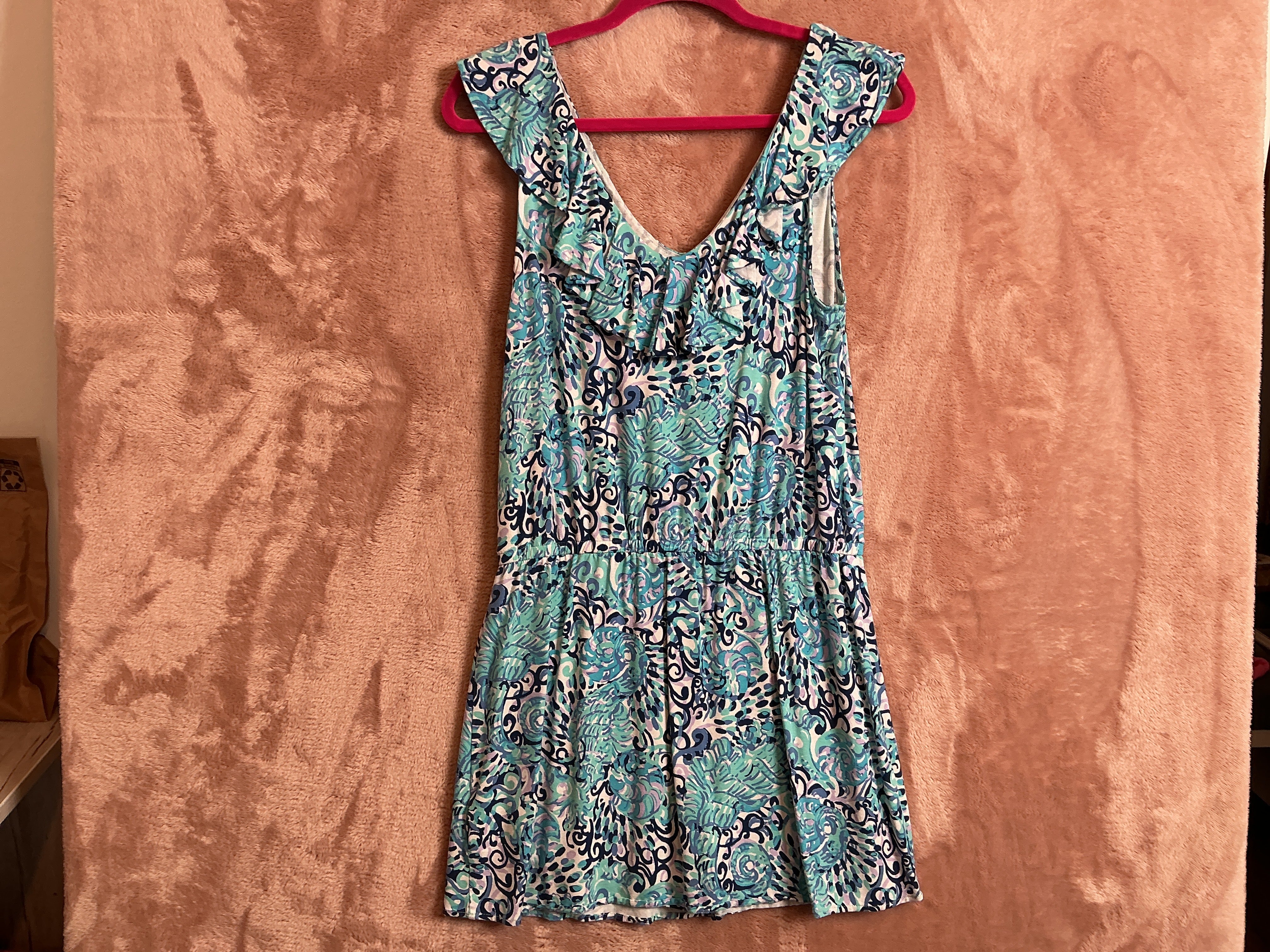 Lilly Pulitzer NWT - Alessa Romper - Light Aqua Spritz - Size S