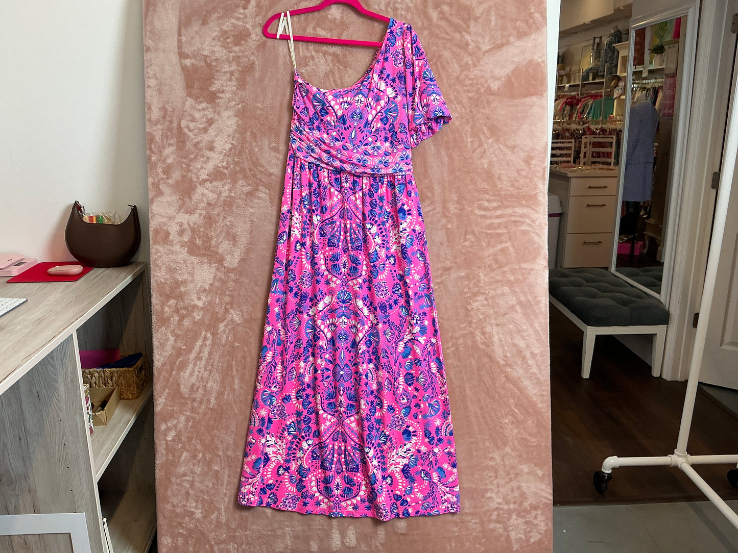 Lilly Pulitzer Solana One Shoulder Ma Havana Turtle Tidepool Engine - Size L