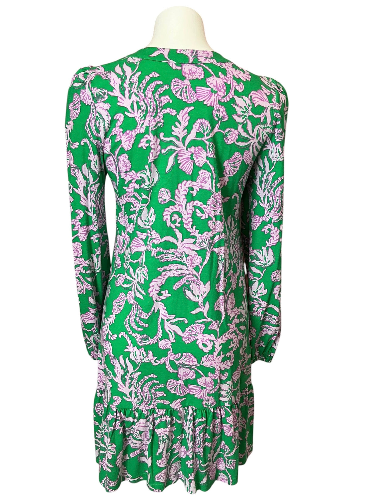 Lilly Pulitzer Alyssa A Line Cotton Dress Kelly Green Hibis Kiss - Size S