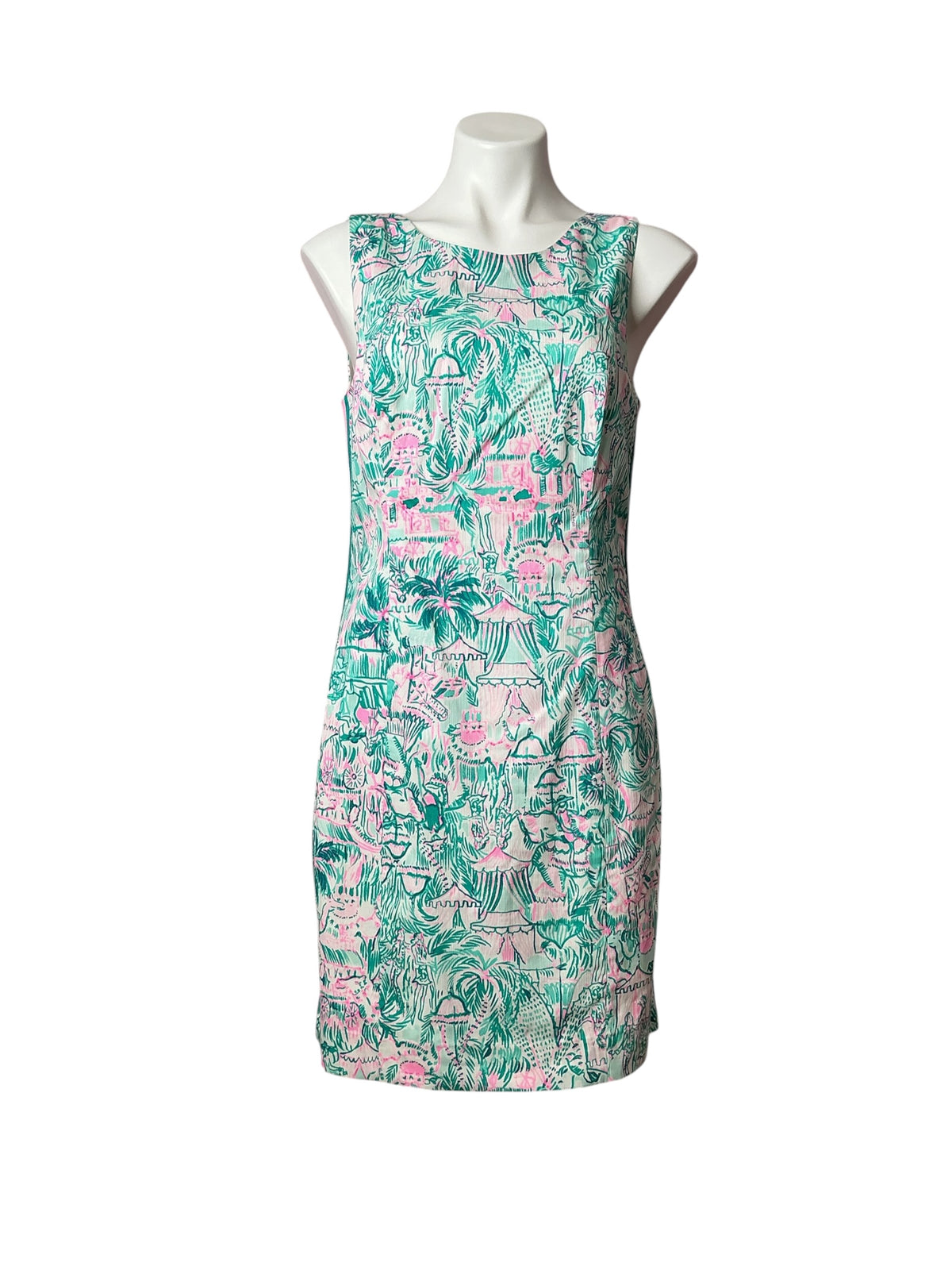 Lilly Pulitzer Mila Stretch Shift Bright Agate Green Colorful Camelflage - Size 8