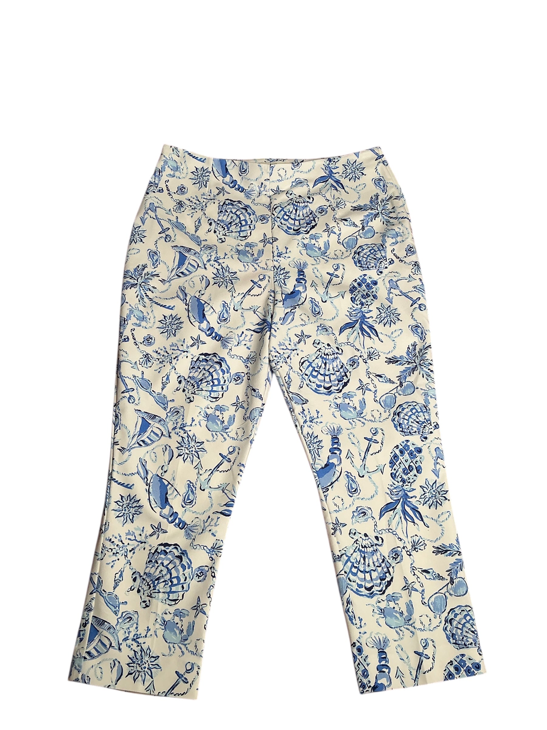 Lilly Pulitzer- NWT Nancee Crop Pant Resort White Barefoot Beachombers Size 12