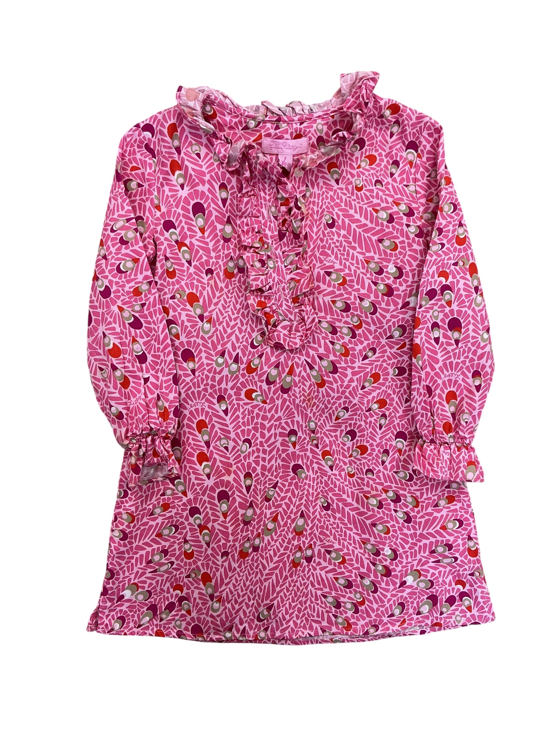 Lilly Pulitzer Girls Kids Evaline Silk Dress My Favorite Spot - Size 4