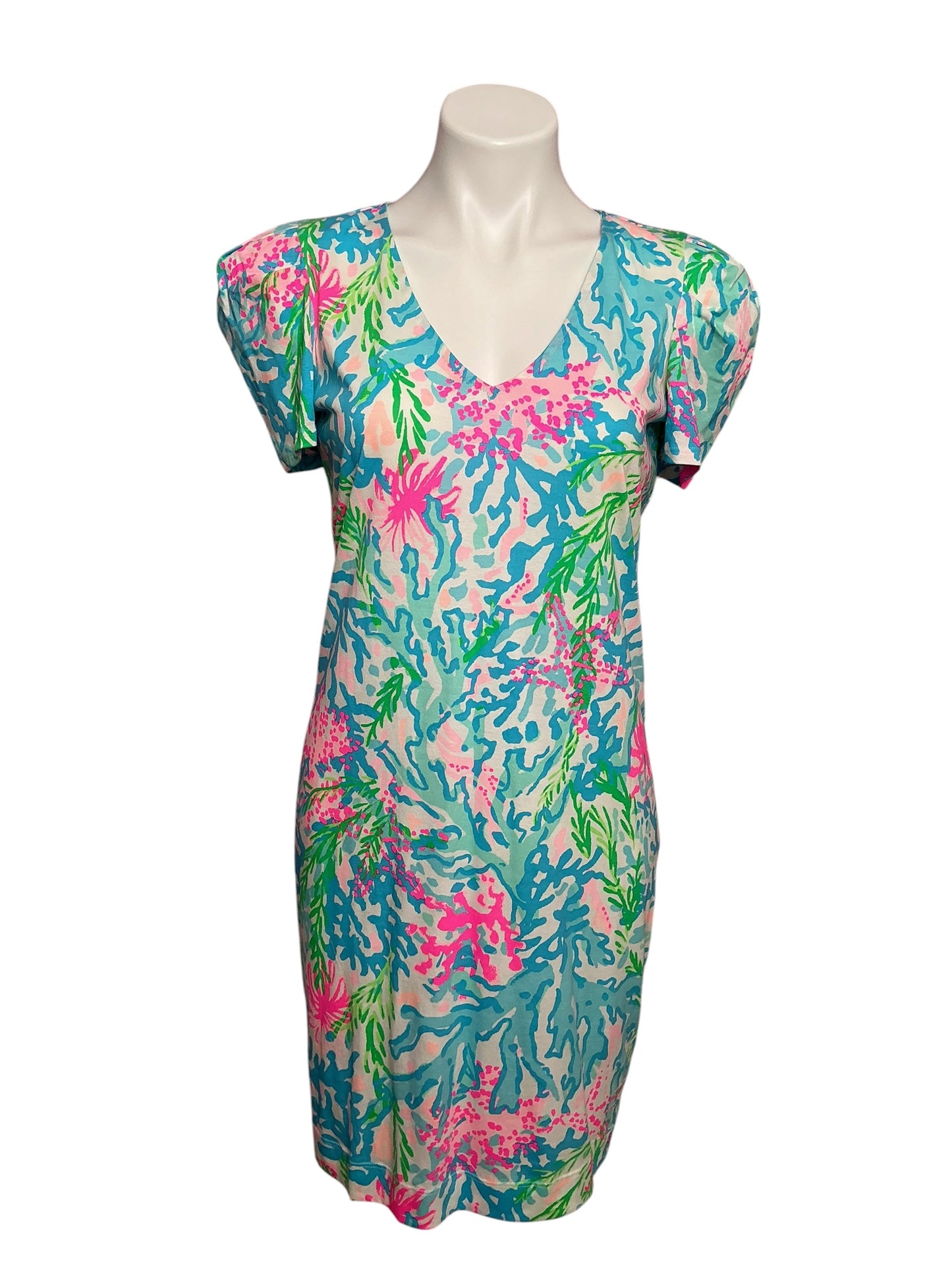 Lilly Pulitzer NWT Aleece Short Sleeve Dress Multi Coral Bay - Size S