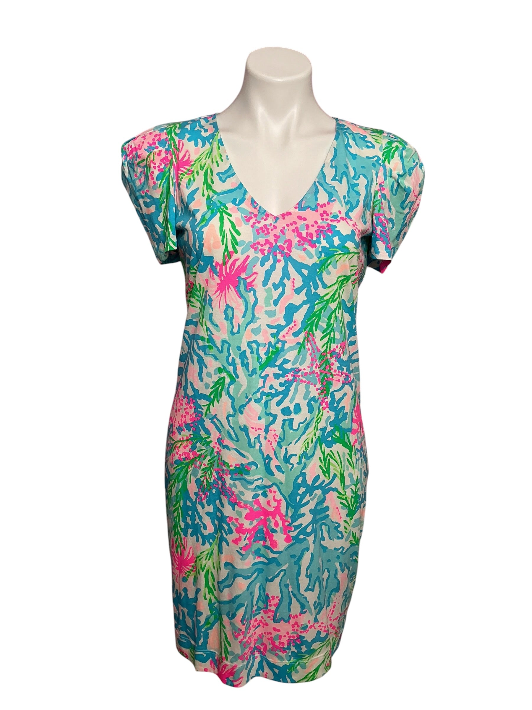 Lilly Pulitzer NWT Aleece Short Sleeve Dress Multi Coral Bay - Size S