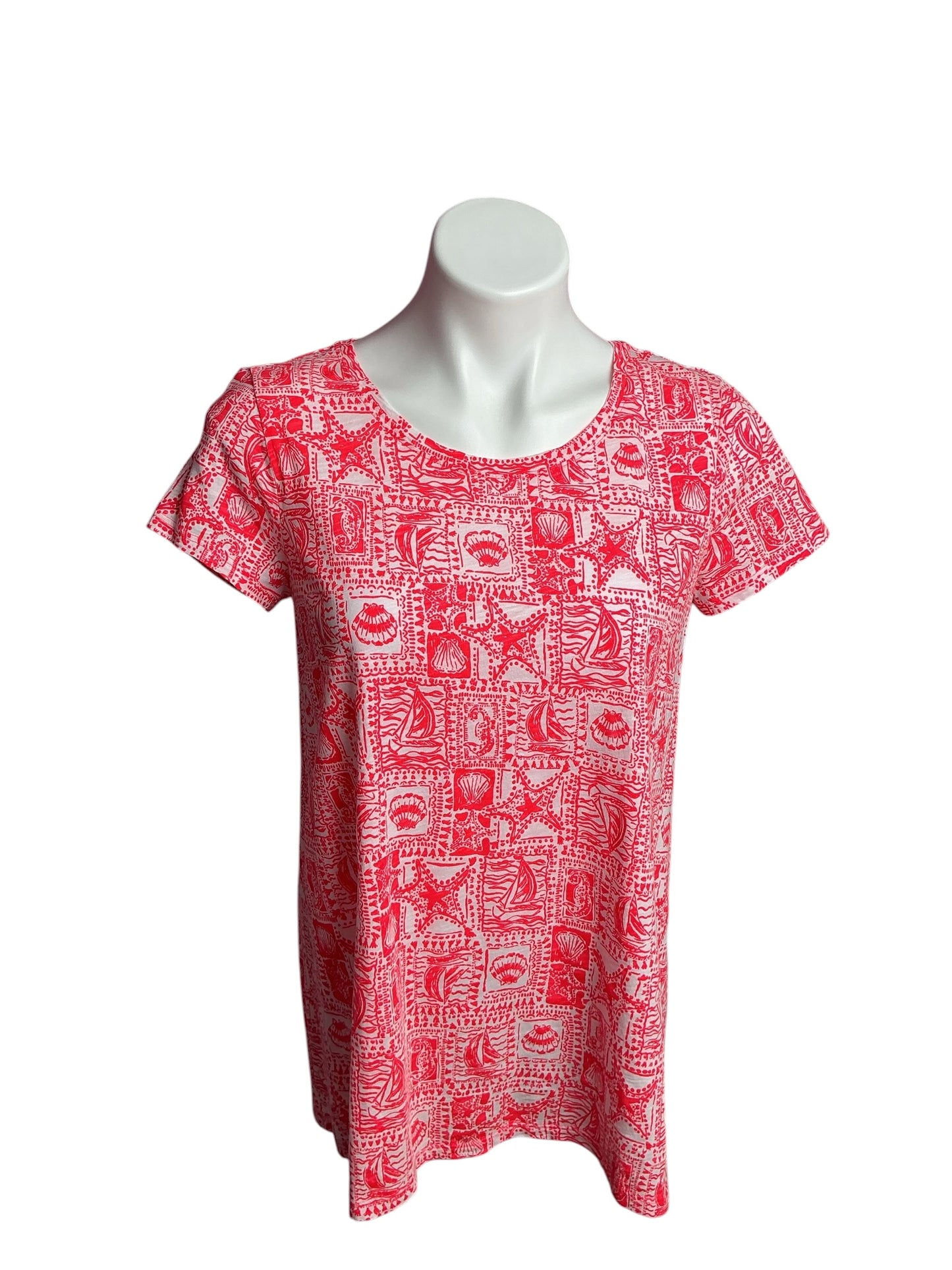 Lilly Pulitzer- Etta Scoop Neck Top Minzer Red Seaside Harbor Size S