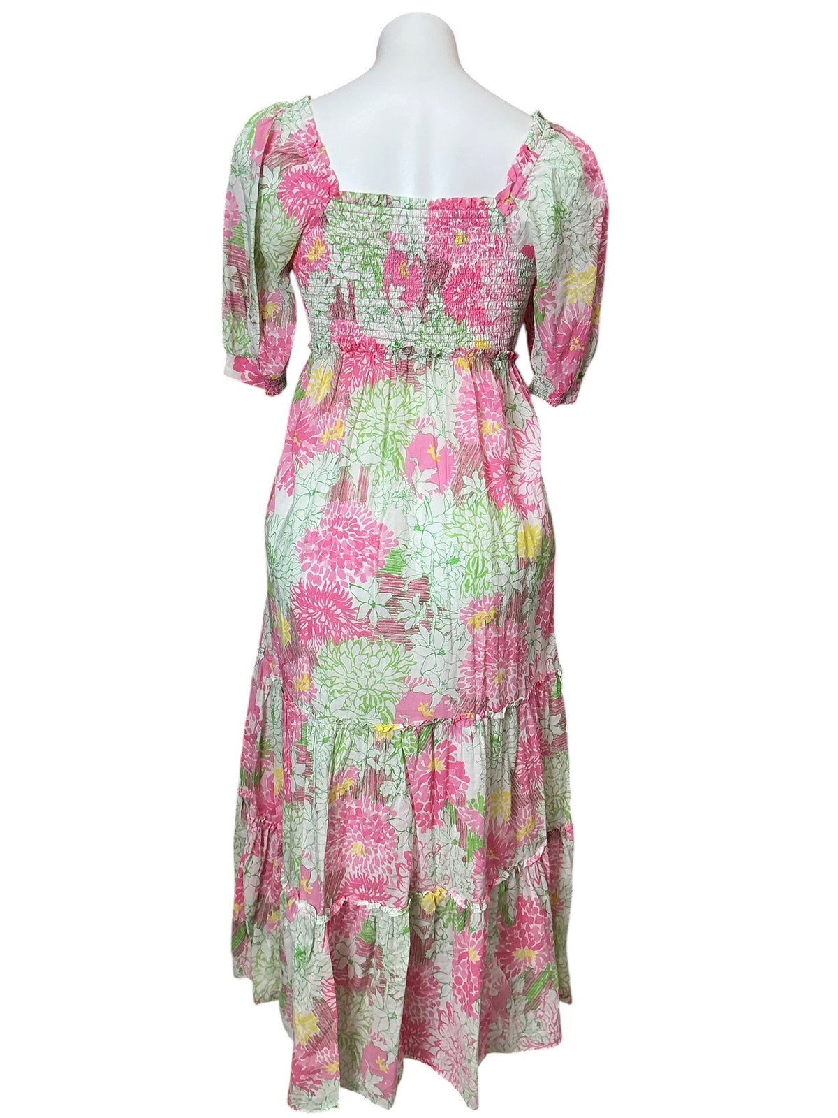 Lilly Pulitzer Hadly Smocked Maxi Dress Resort White Mum Patch - Size XS