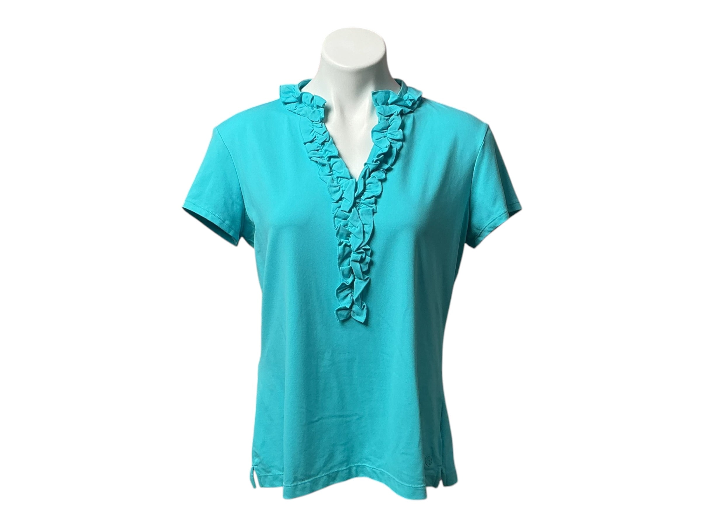 Lilly Pulitzer NWT Luxletic Frida Ruffle Polo UPF Blue Horizon - Size L