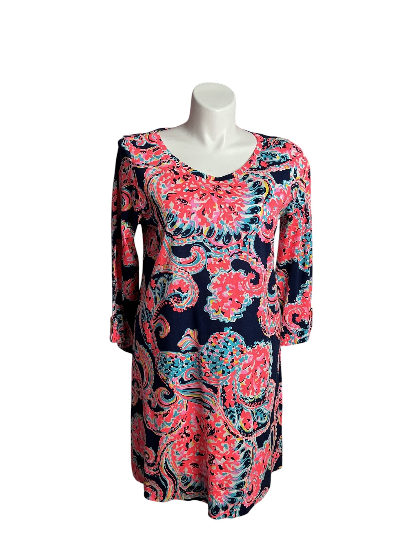 Lilly Pulitzer- NWT Linden Dress Bright Navy Pop Up For The Halibut Size XL