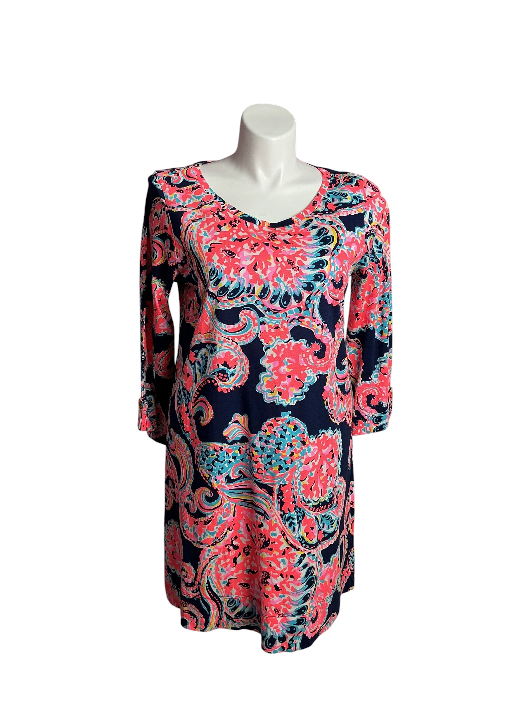 Lilly Pulitzer- NWT Linden Dress Bright Navy Pop Up For The Halibut Size XL
