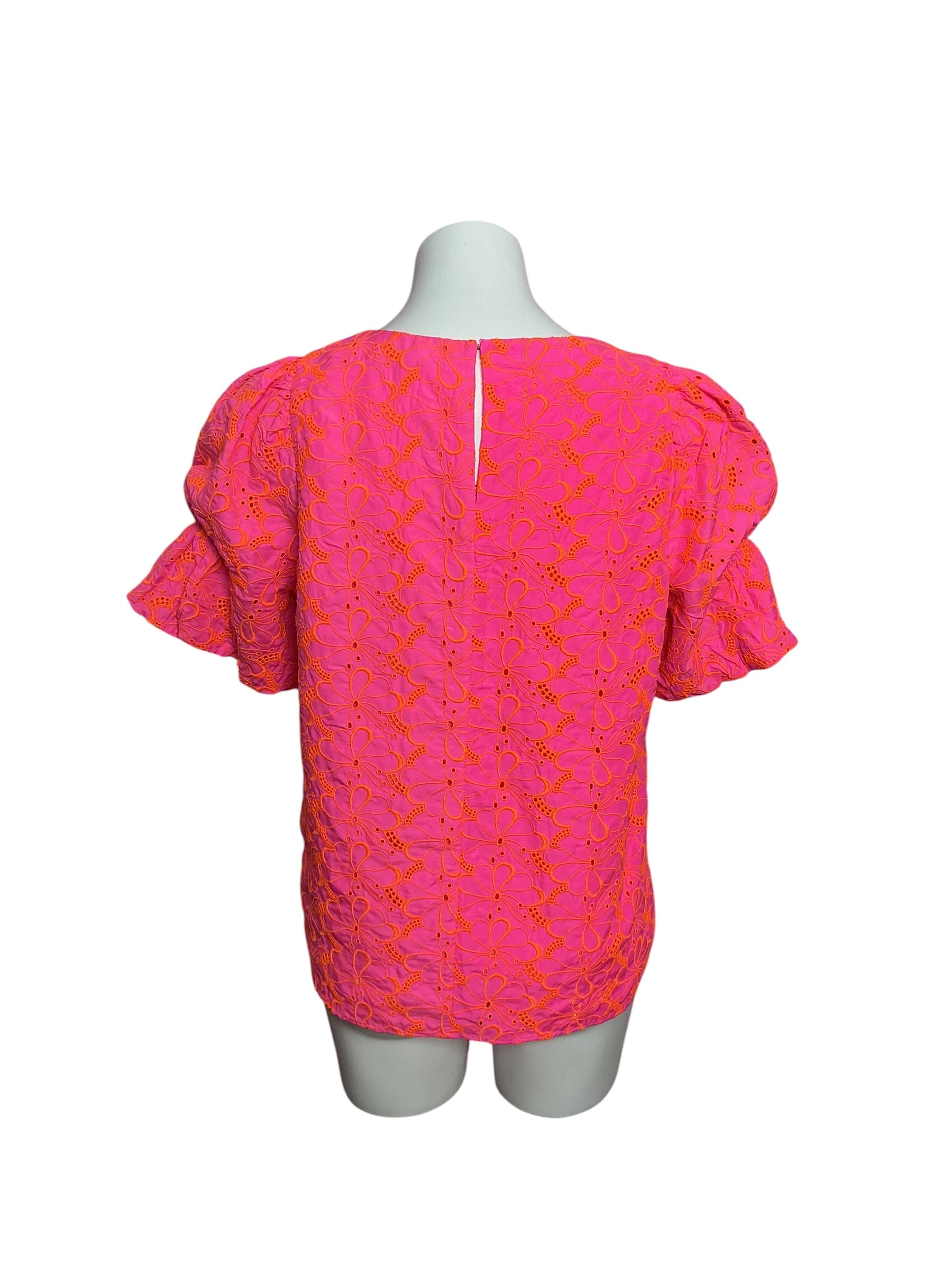 Lilly Pulitzer Lailah Top Pink Isle Psychedelic Swirl Eyelet - Size L