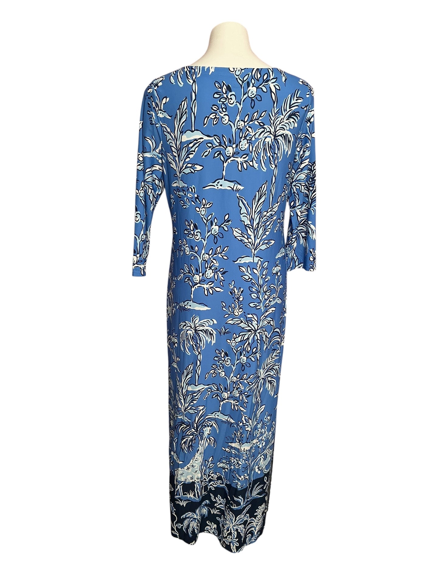 Lilly Pulitzer Seralina Maxi Dress Sunwashed Blue Tall Tales Engineered - Size L