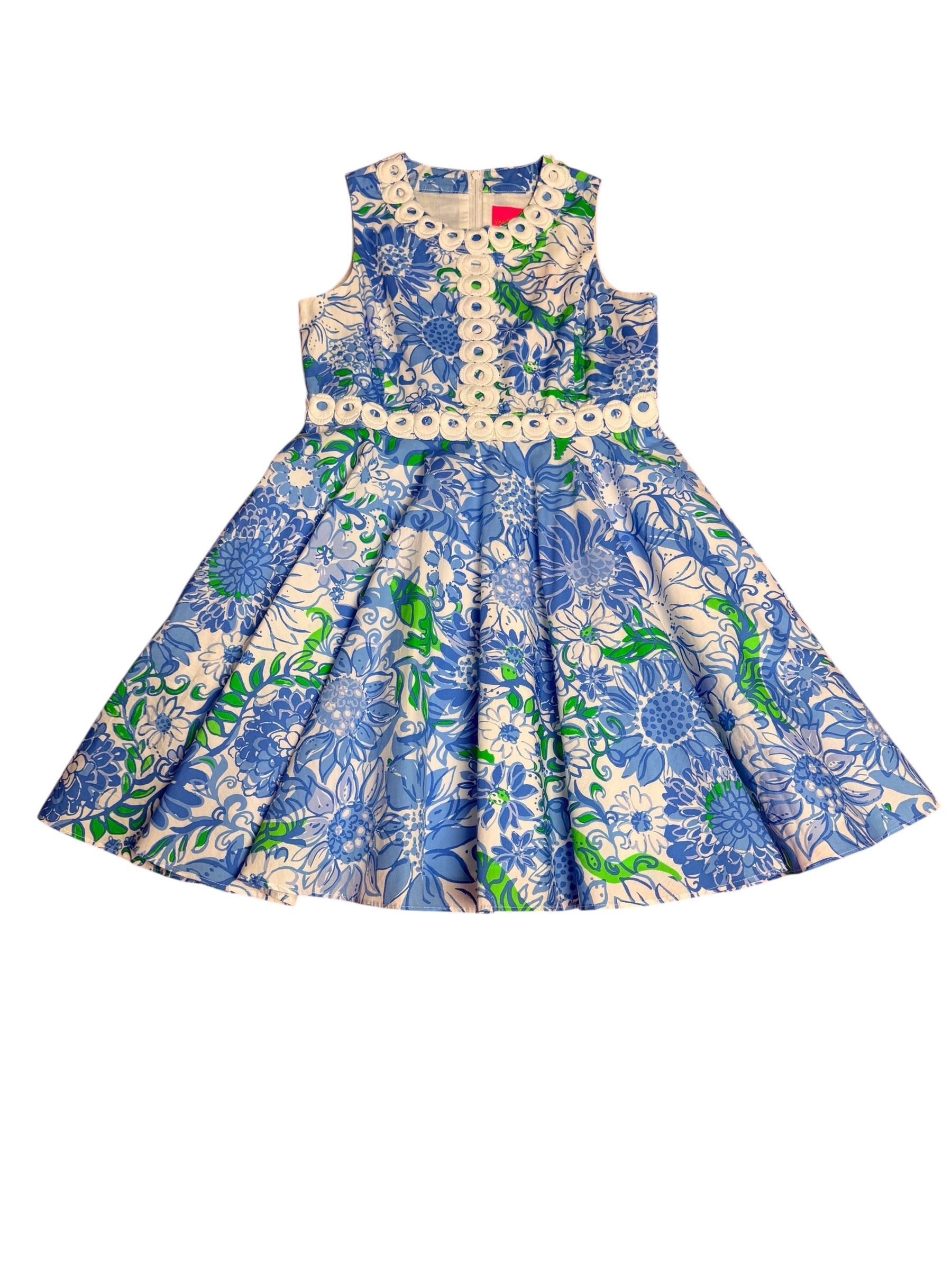 Lilly Pulitzer Girls Mini Idala Dress, Frenchie Blue- Suns Out Size 12