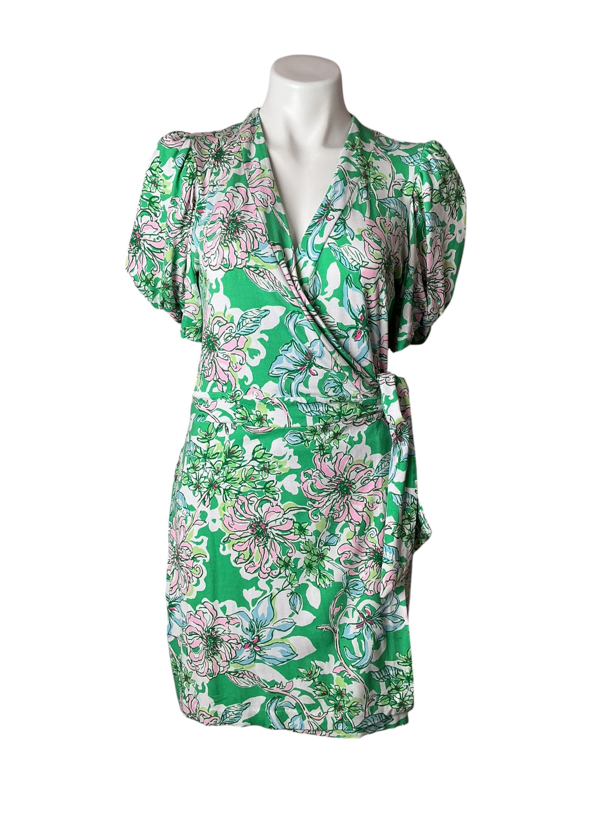 Lilly Pulitzer Sailynn Short-Sleeve Romper Spearmint Blossom Views - Size M