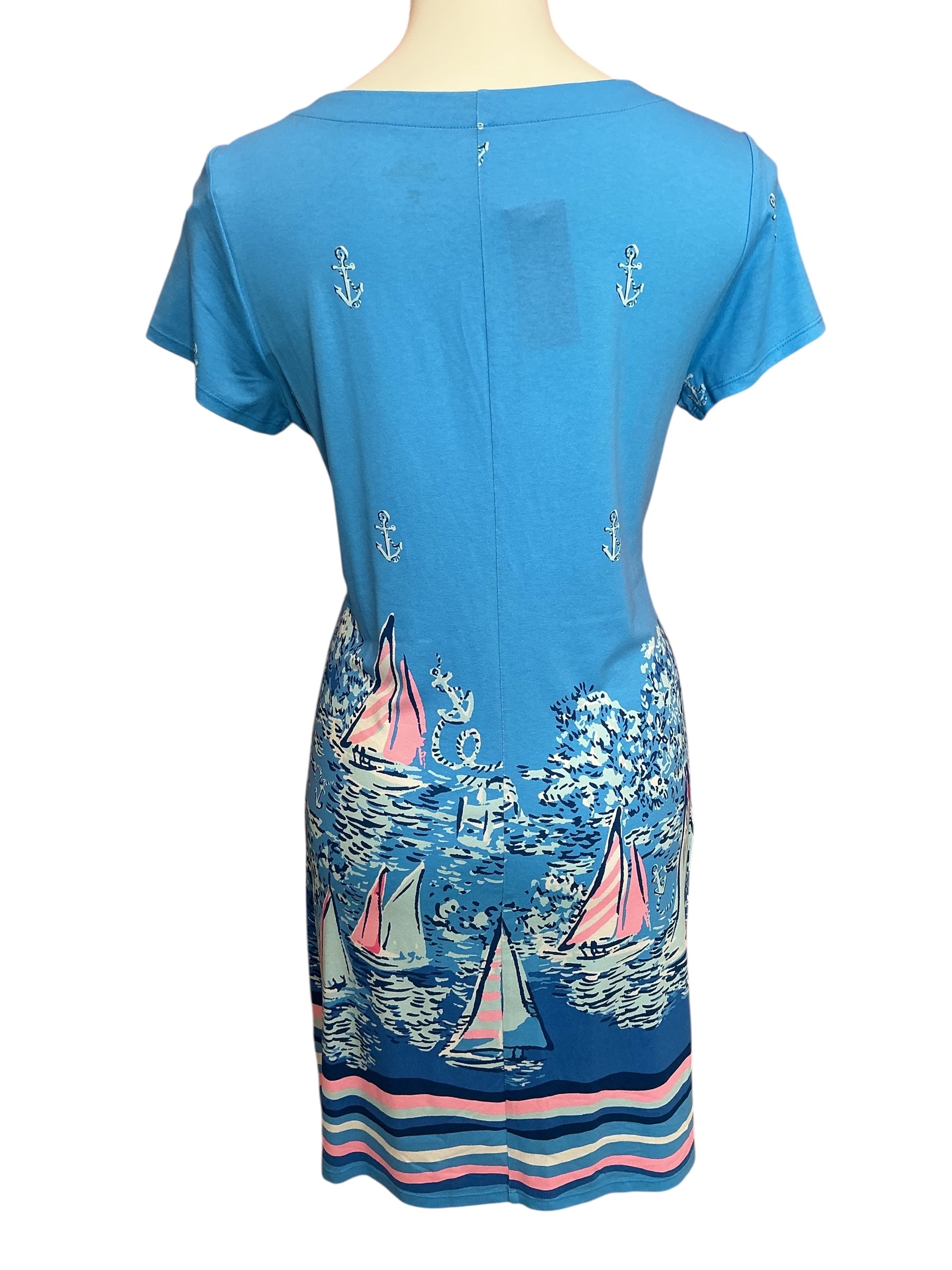 Lilly Pulitzer NWT UPF 50+ Sophiletta Short Sleeve Dress Lunar Blue A Lil Nauti Engineered - Size L