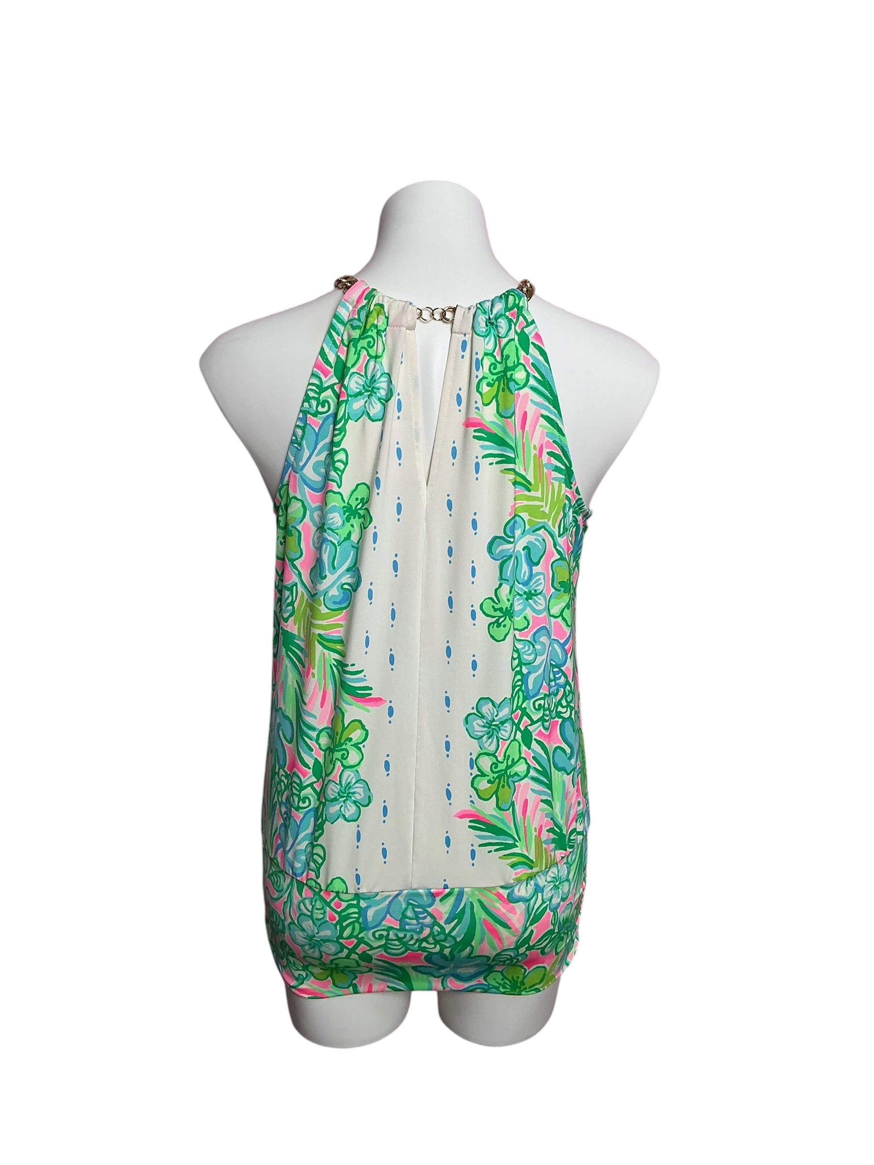 Lilly Pulitzer Bowen Halter Top Resort White Coconut Row Engineered Knit Top - Size XS