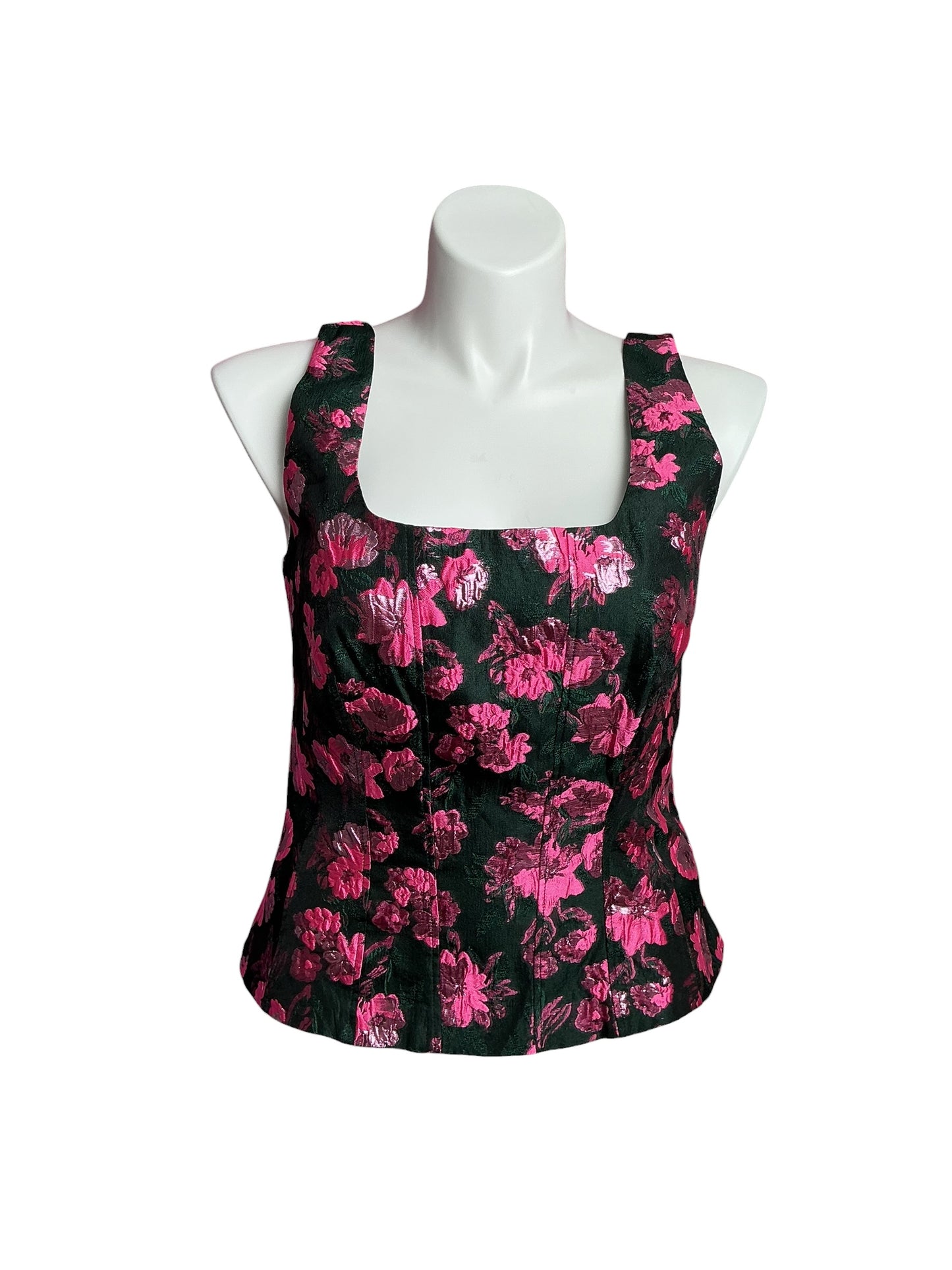 Lilly Pulitzer- Laya Floral Jacquard Top Evergreen Hibiscus Kiss Size 12
