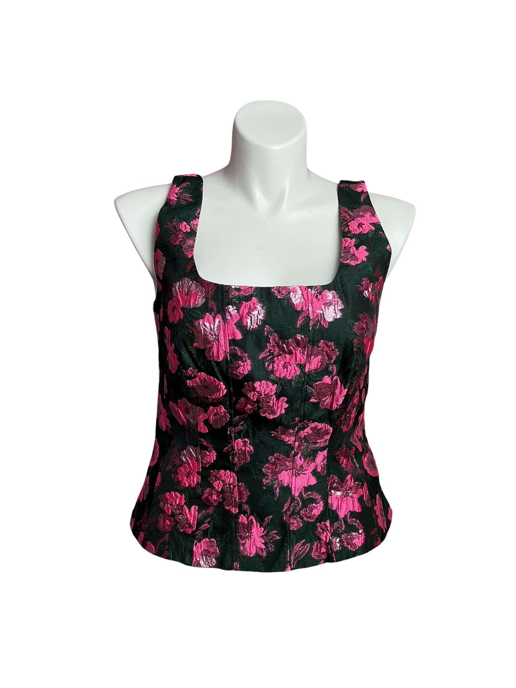 Lilly Pulitzer- Laya Floral Jacquard Top Evergreen Hibiscus Kiss Size 12