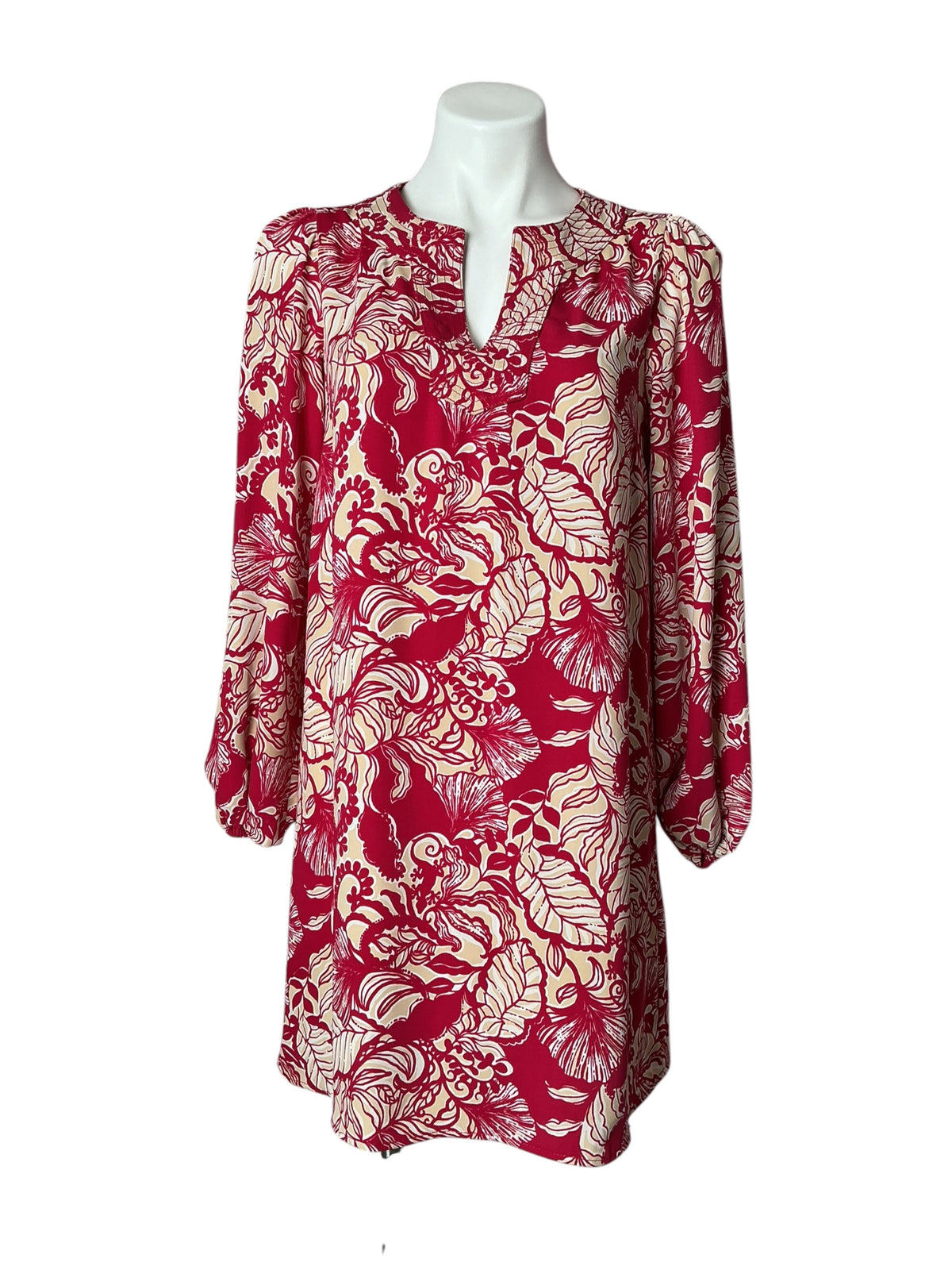 Lilly Pulitzer Olivine A-Line Dress Poinsettia Red Island Vibes - Size 4