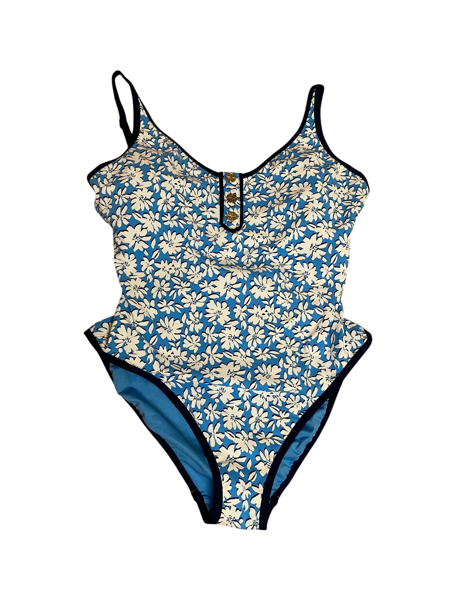 Lilly Pulitzer NWT Baela One Piece Lunar Blue Palm Beach Petals - Size 10