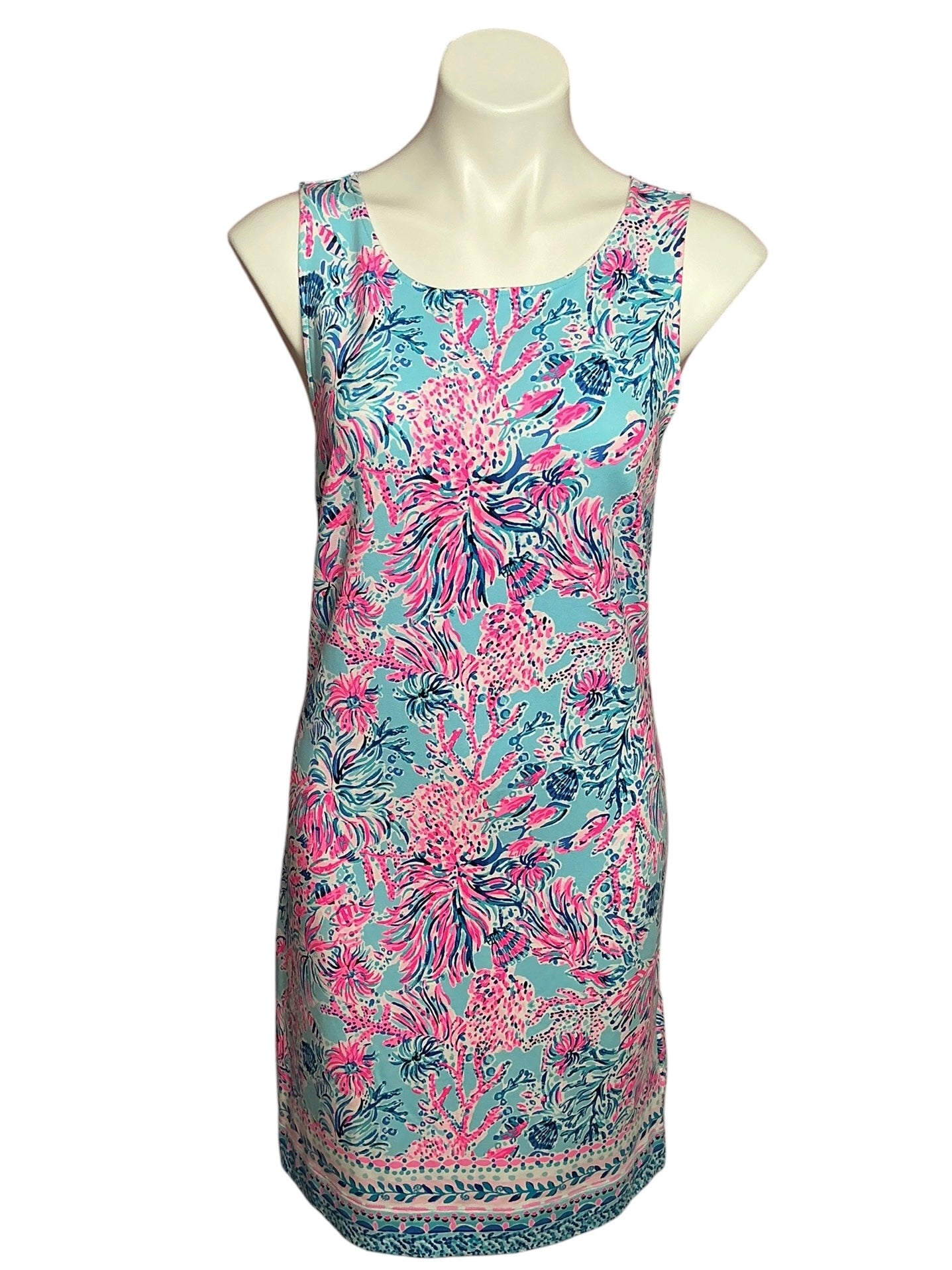 Lilly Pulitzer Larsen Stretch Terry Shift Celestial Blue Seek and Sea Engineered - Size M