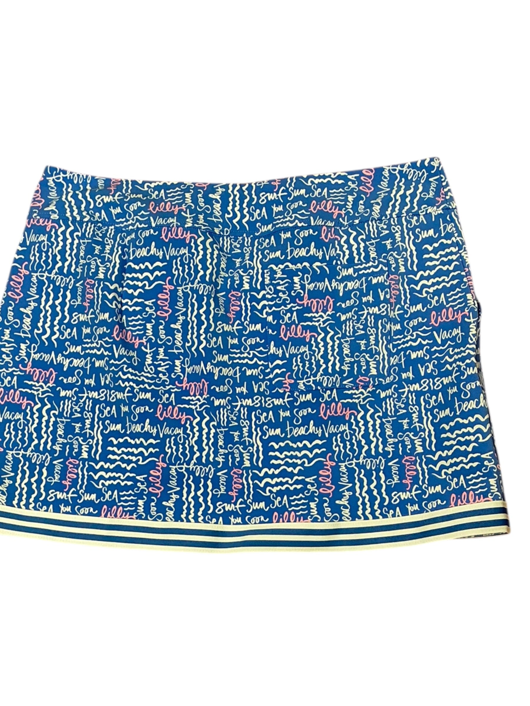 Lilly Pulitzer Upf 50+ Luxletic 15' Monica Skort - Sunwashed Blue Seacrets Golf - Size 16