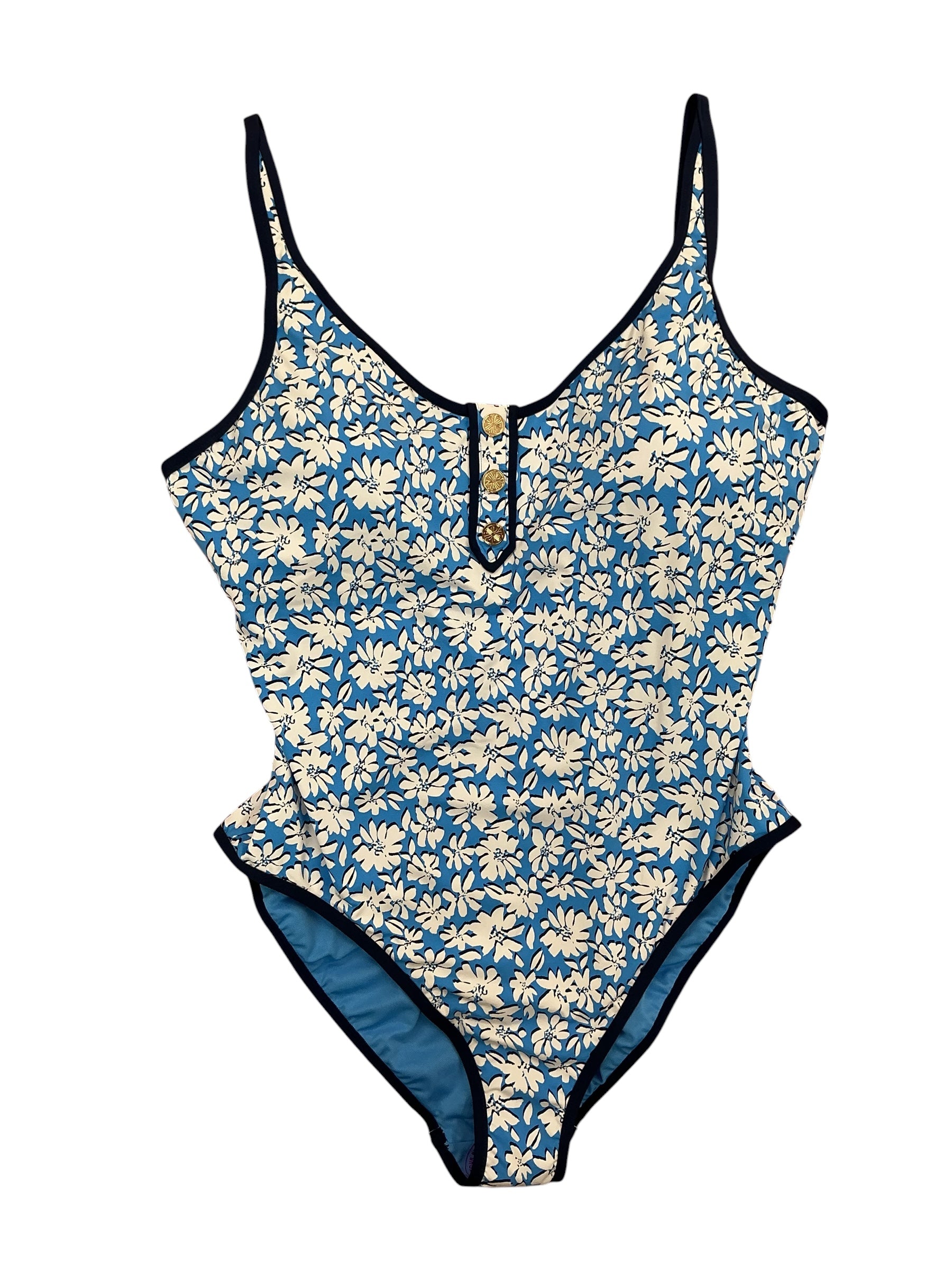 Lilly Pulitzer NWT Baela One Piece Swimsuit Lunar Blue Palm Beach Petals - Size 14