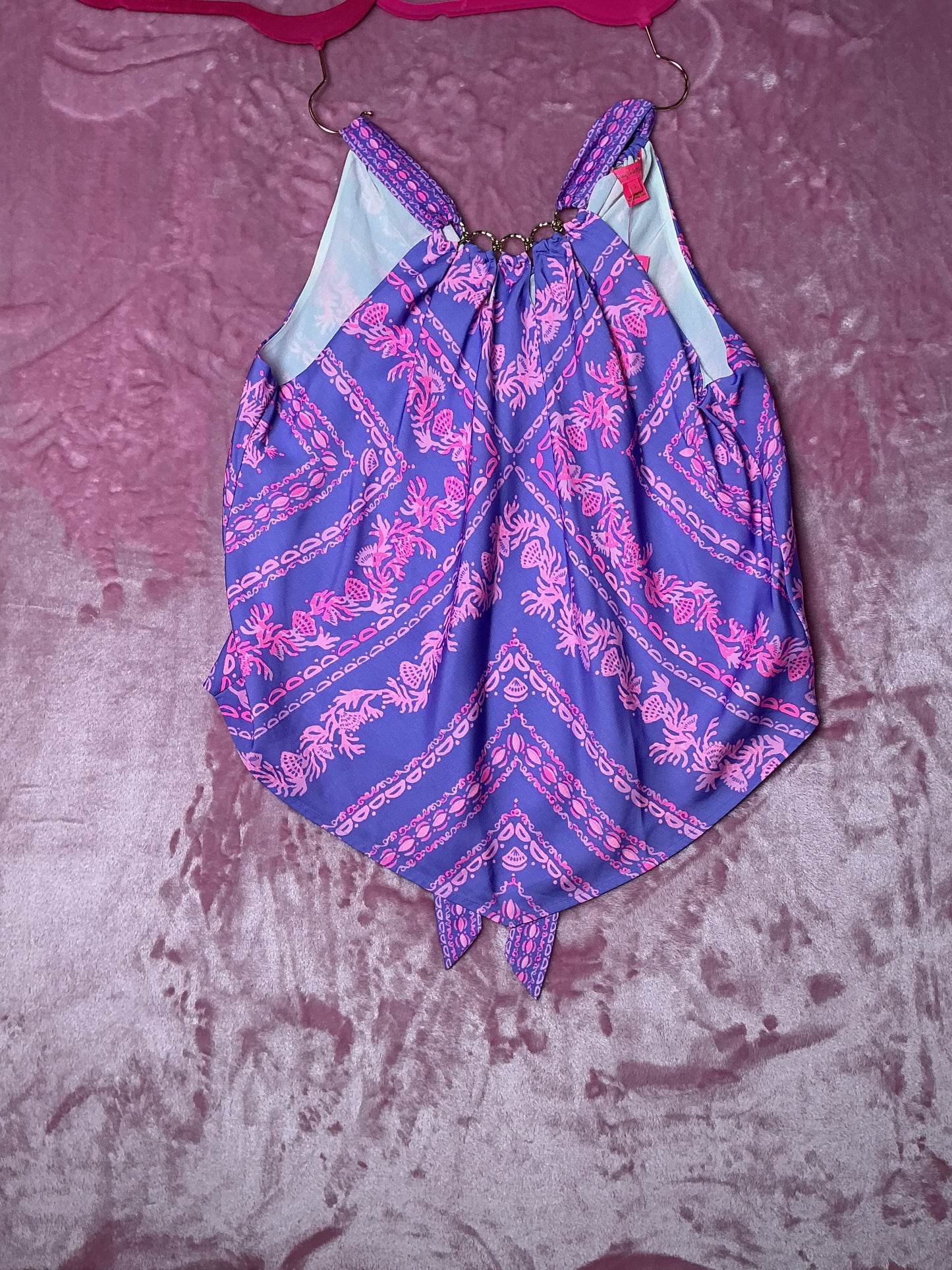 Lilly Pulitzer NWT Julien Halter Top Mystical Purple Coral Crazy Engineered Size S