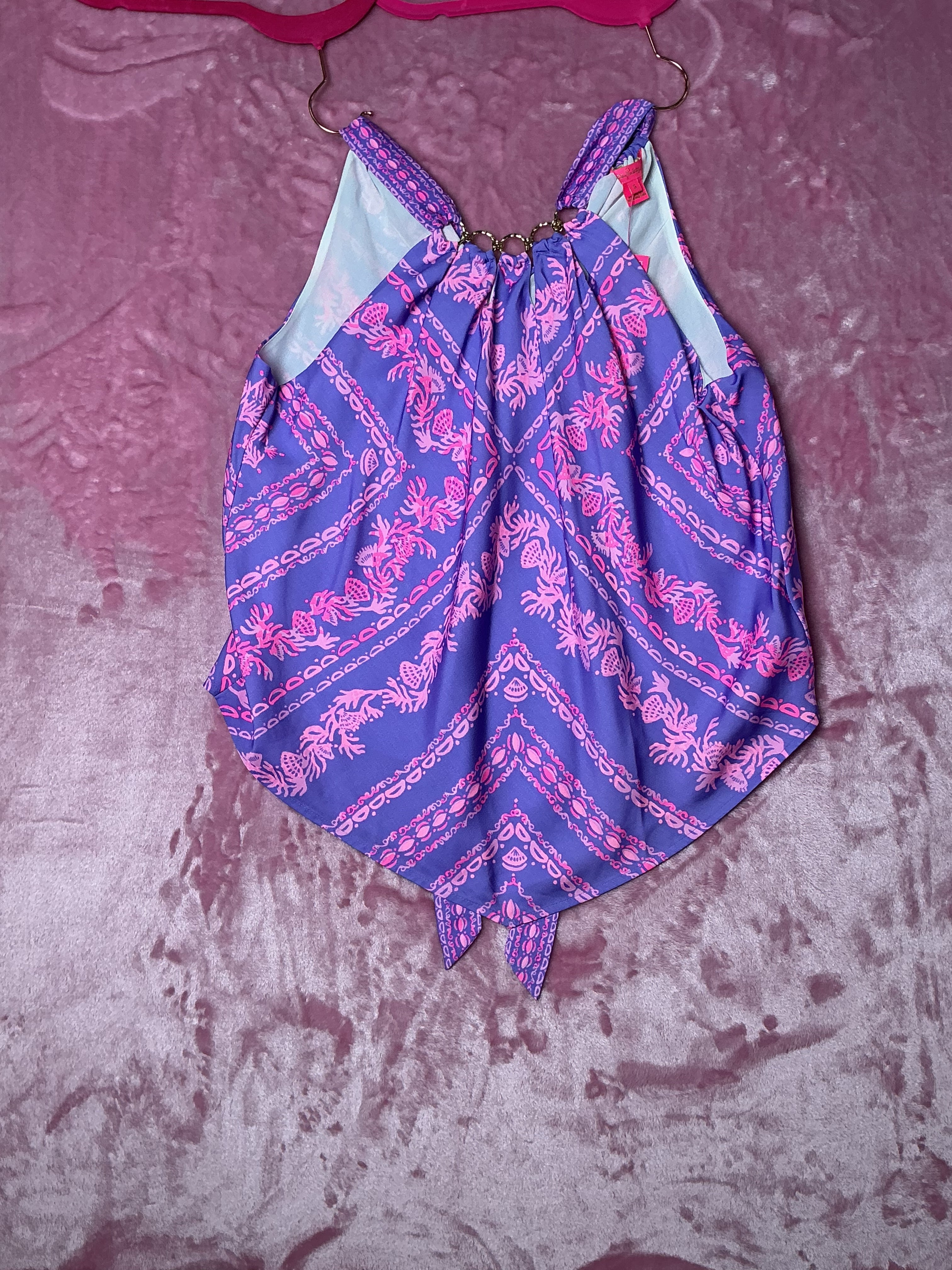 Lilly Pulitzer NWT Julien Halter Top Mystical Purple Coral Crazy Engineered Size S