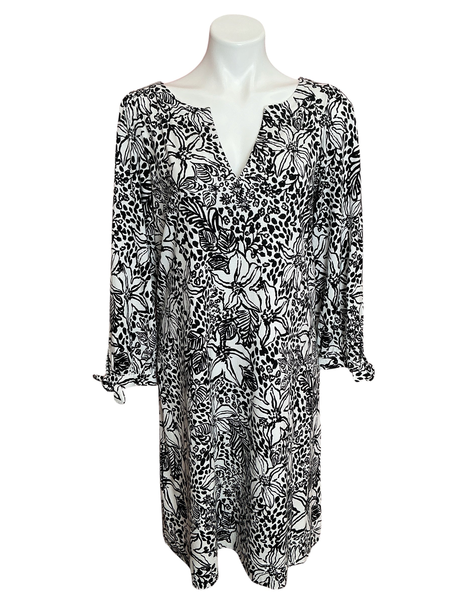 Lilly Pulitzer NWT Cath 3/4 Sleeve Dress Onyx Lots To Spot - Size L