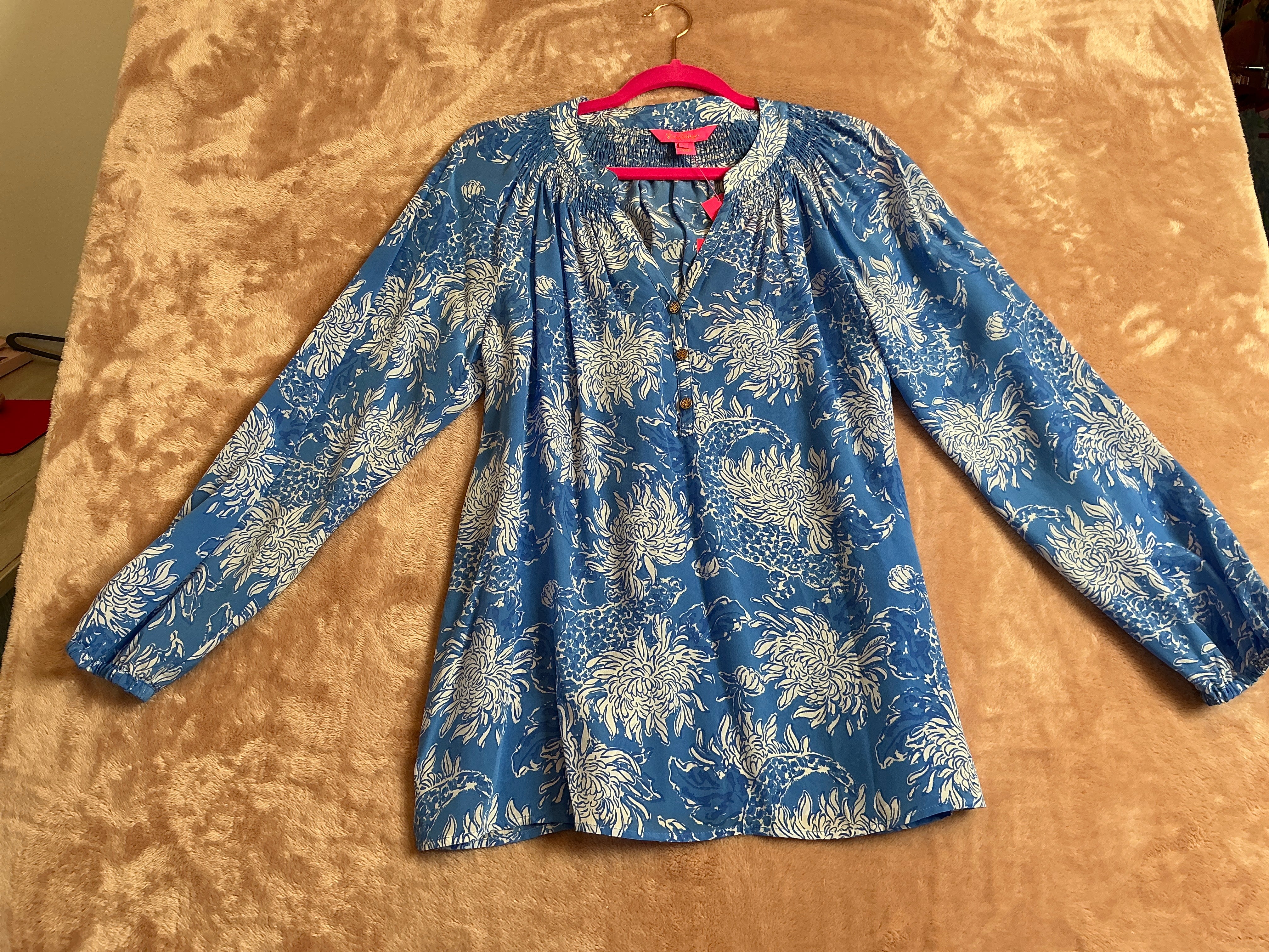 Lilly Pulitzer NWT Elsa Top Boca Blue Croc And Lock It - Size L