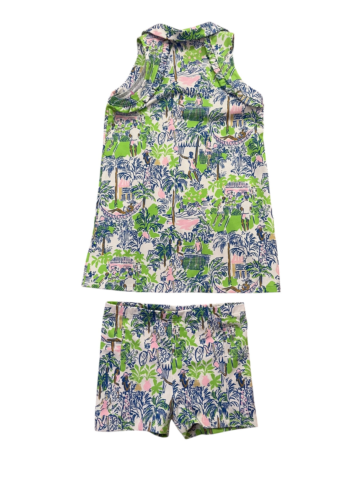 Lilly Pulitzer Kids Girls 2PC Mini Martina Polo Dress Orb Green Serving It Up - Size S 4-5