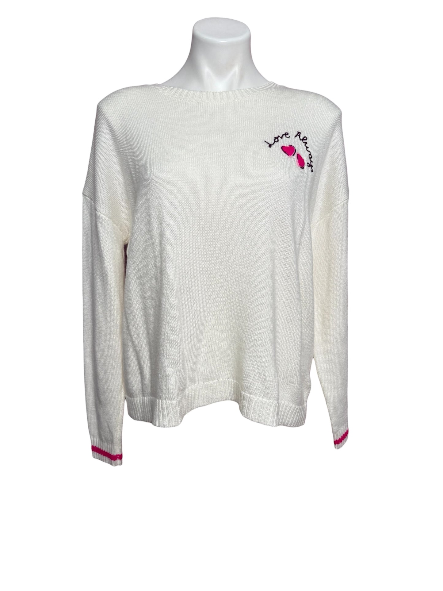 Lilly Pulitzer Pippy Sweater Coconut, Love Always Embroidery Size L