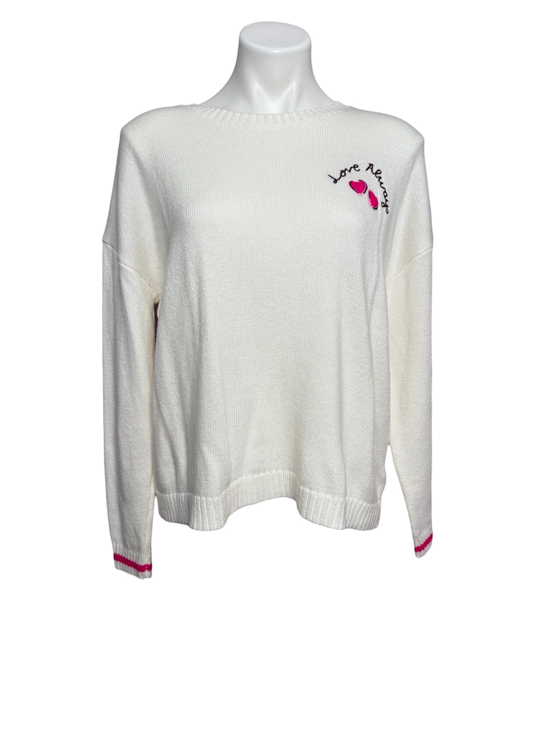 Lilly Pulitzer Pippy Sweater Coconut, Love Always Embroidery Size L