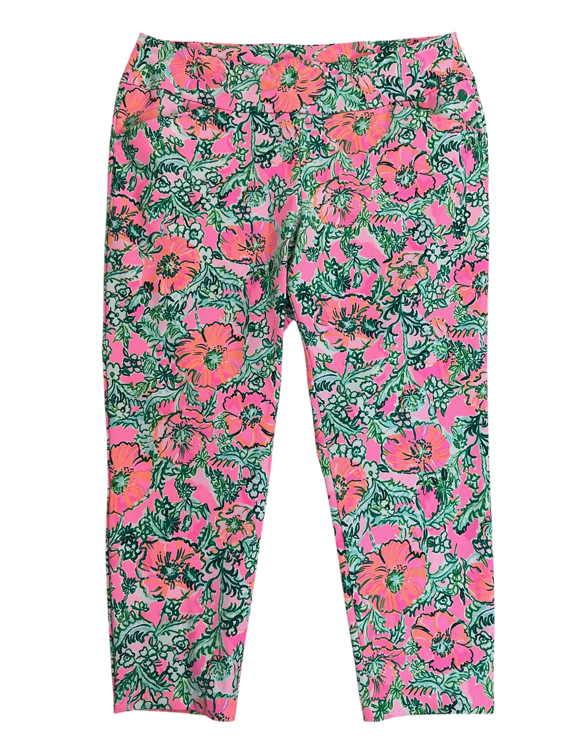 Lilly Pulitzer UPF 50+ Luxletic Corso Pants Soleil Pink Perfect Poppy Golf - Size 16