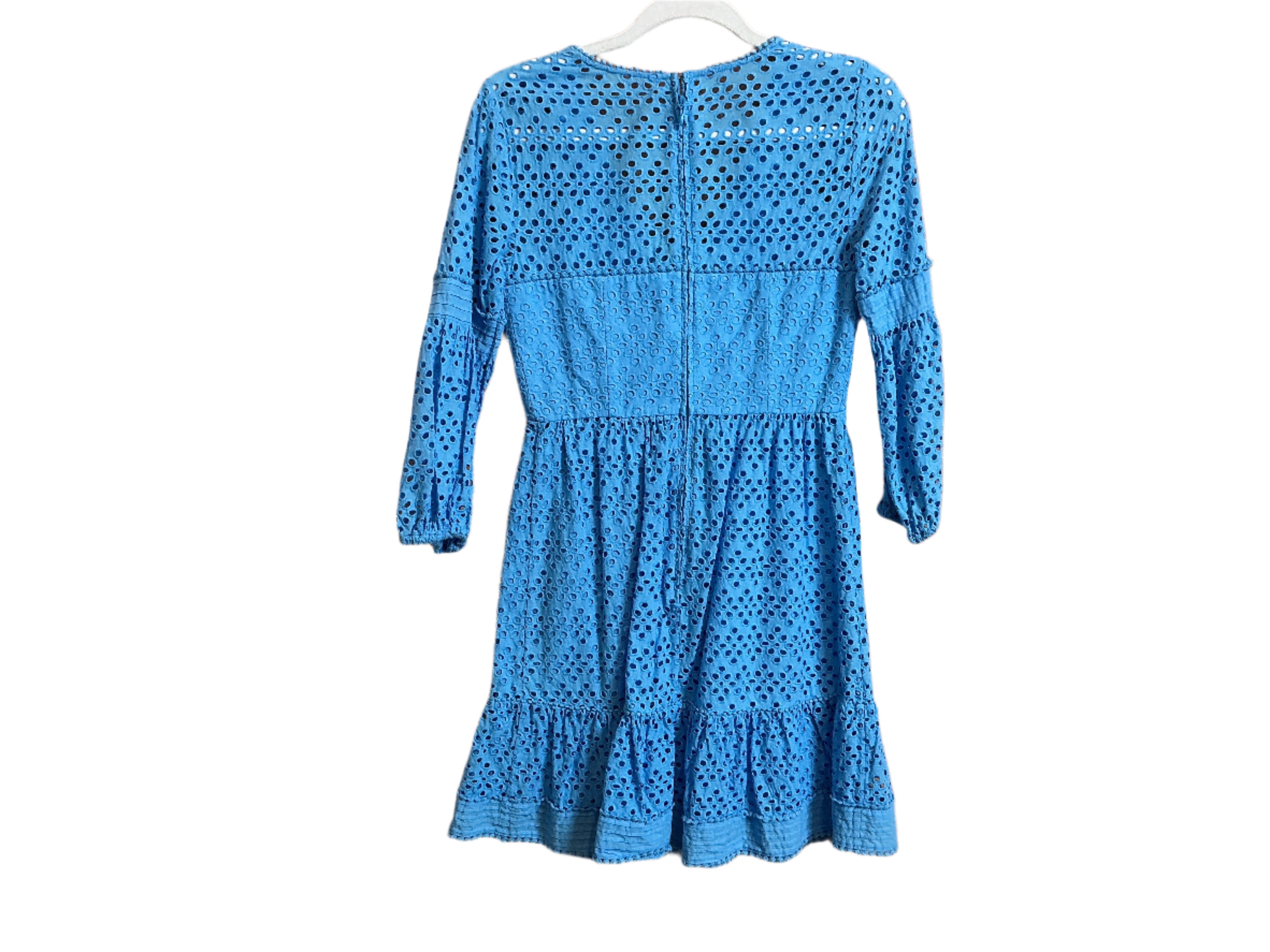 Lilly Pulitzer Lucinda Dress Zanzibar Blue Tideline Eyelet V-neck - Size 00