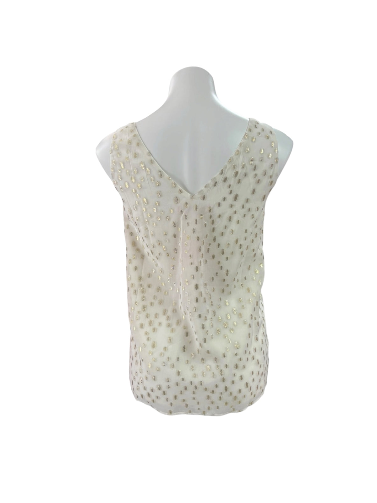 Lilly Pulitzer NWT Florin Straight Hem Top Coconut Viscose Metallic Clip - Size L