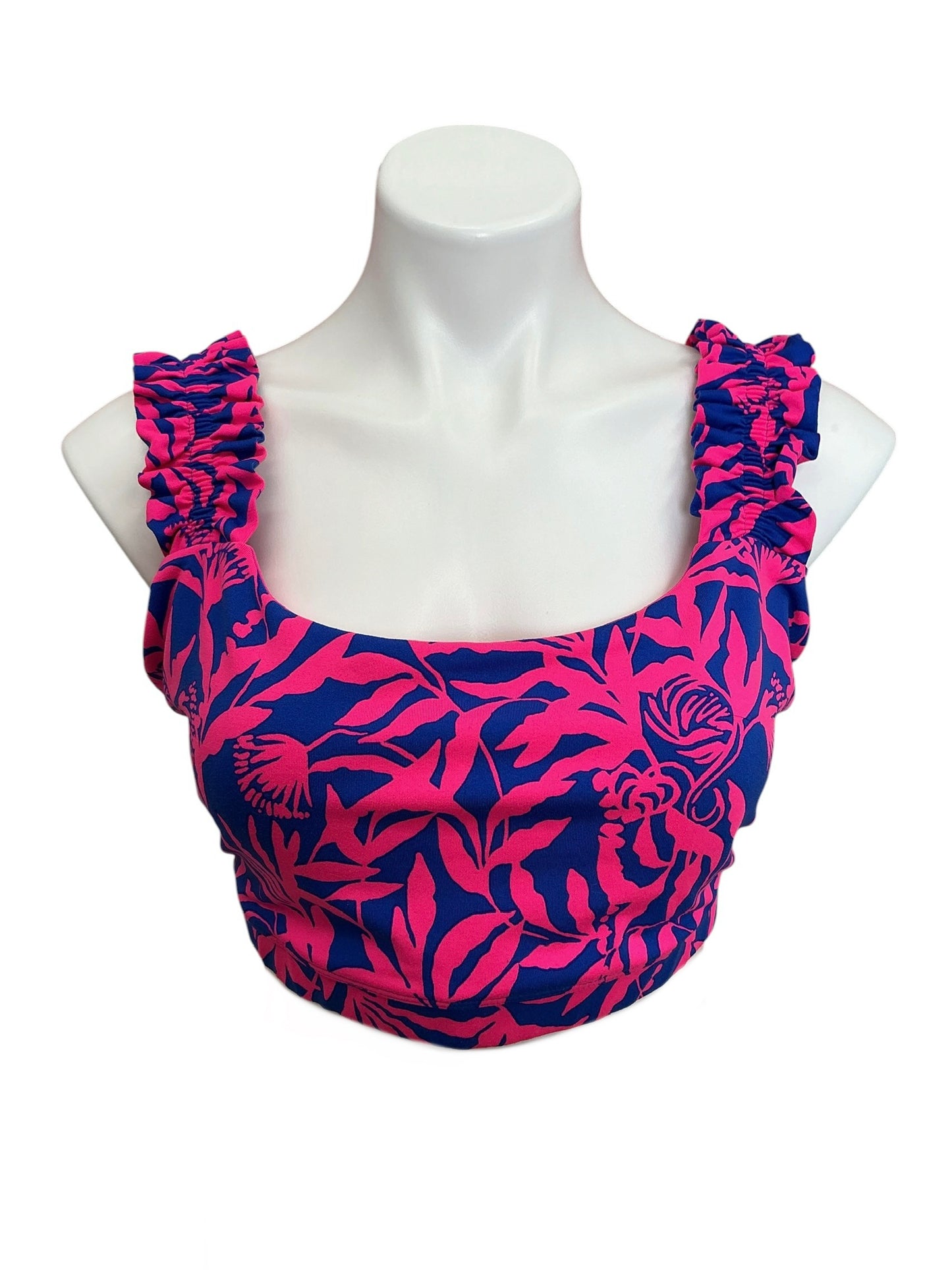 Lilly Pulitzer Karena Ruffle Sports Bra Flocking To Paradise - Size XL