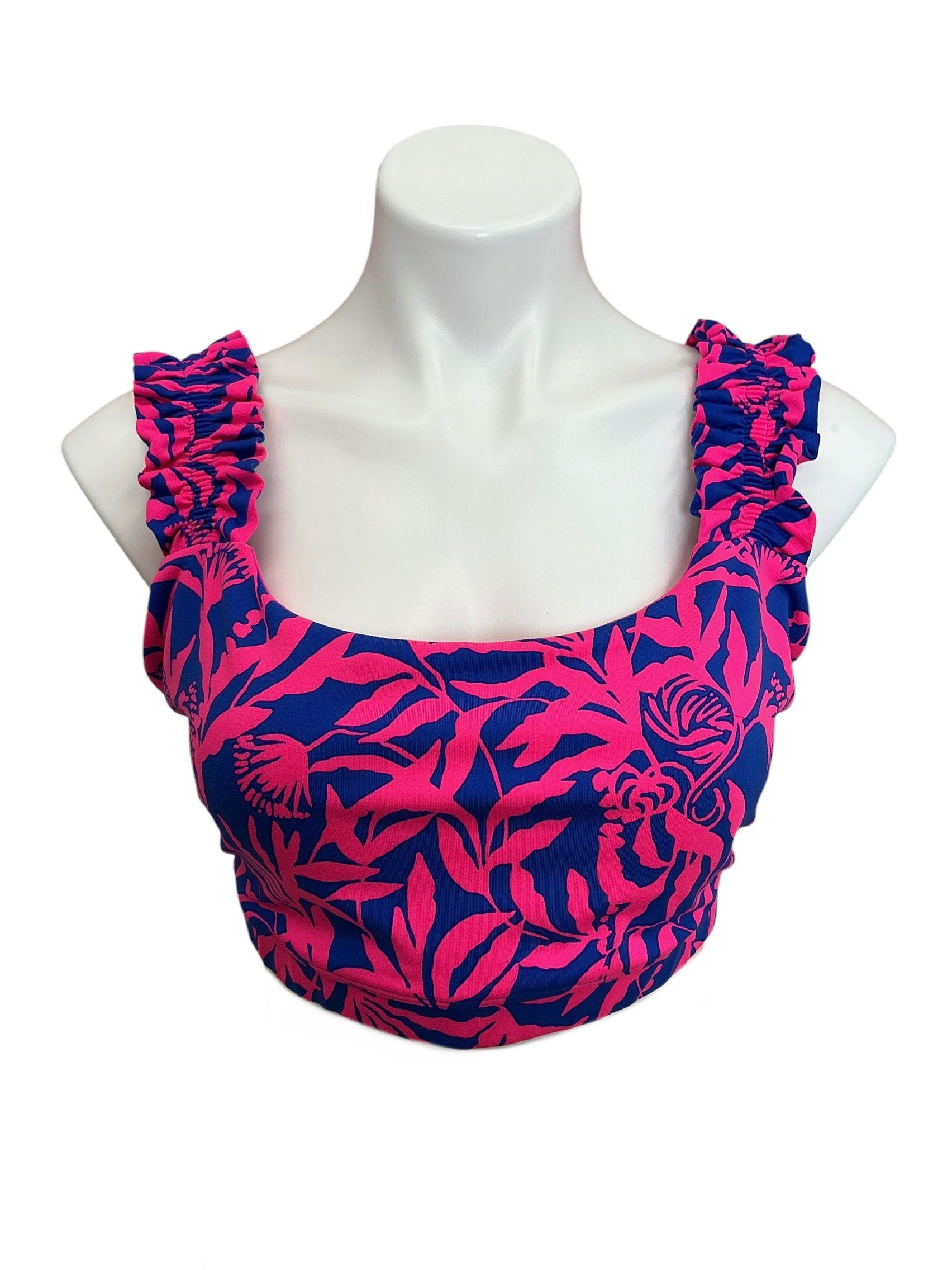 Lilly Pulitzer Karena Ruffle Sports Bra Flocking To Paradise - Size XL