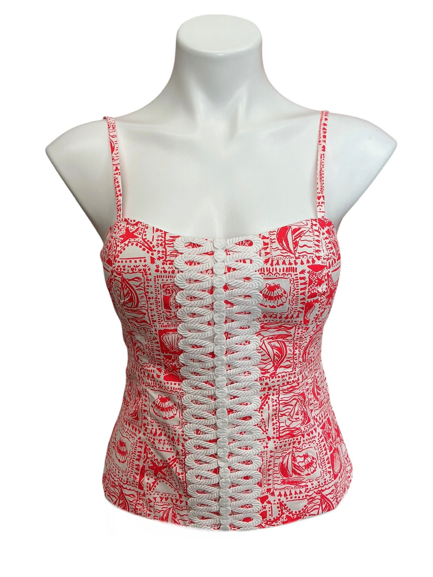 Lilly Pulitzer Shelli Stretch Top Mizner Red Seaside Harbour - Size 0