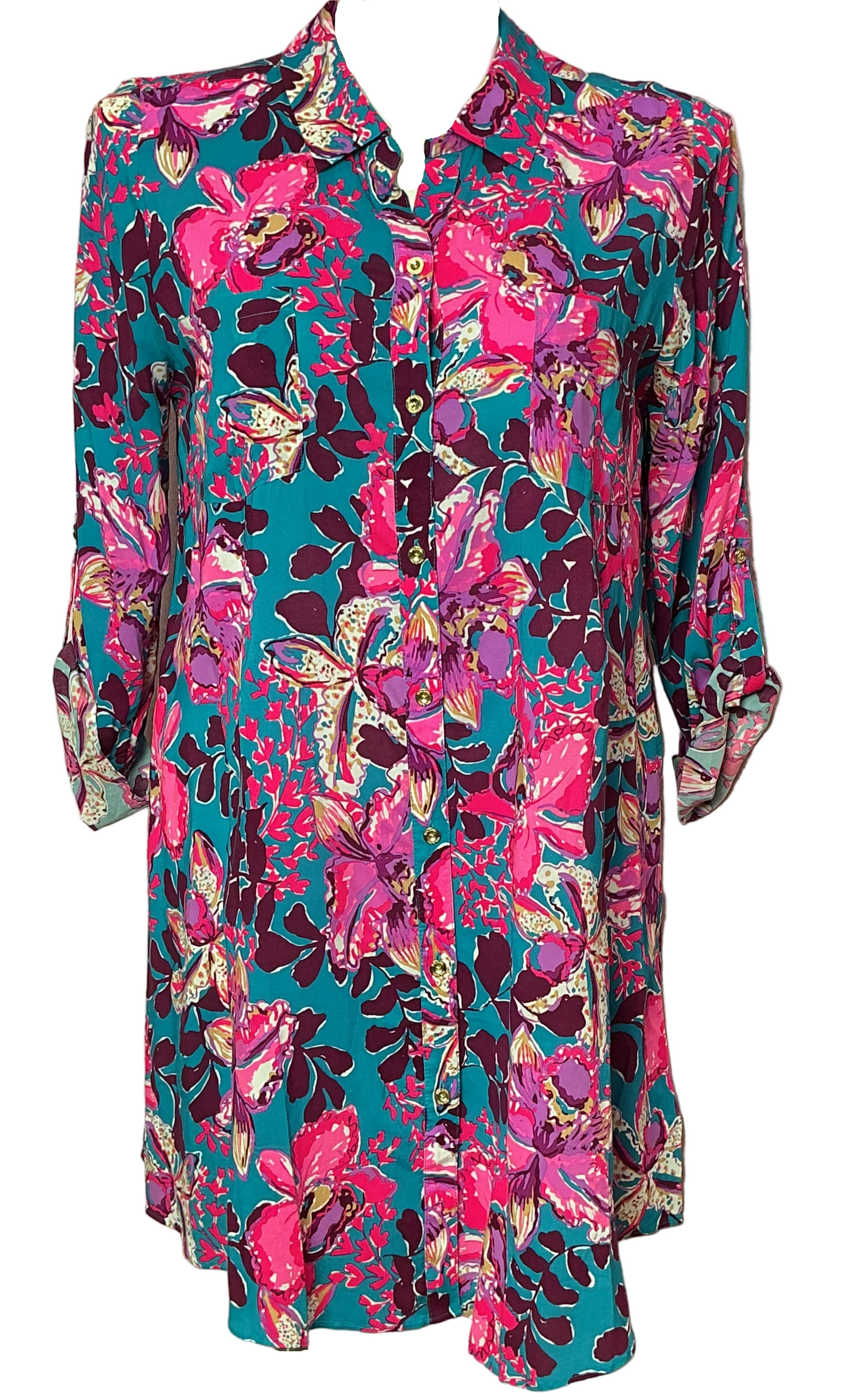 Lilly Pulitzer NWT - Natalie Coverup With Sleeves - Blue Rhapsody Orchid You Not - Size L